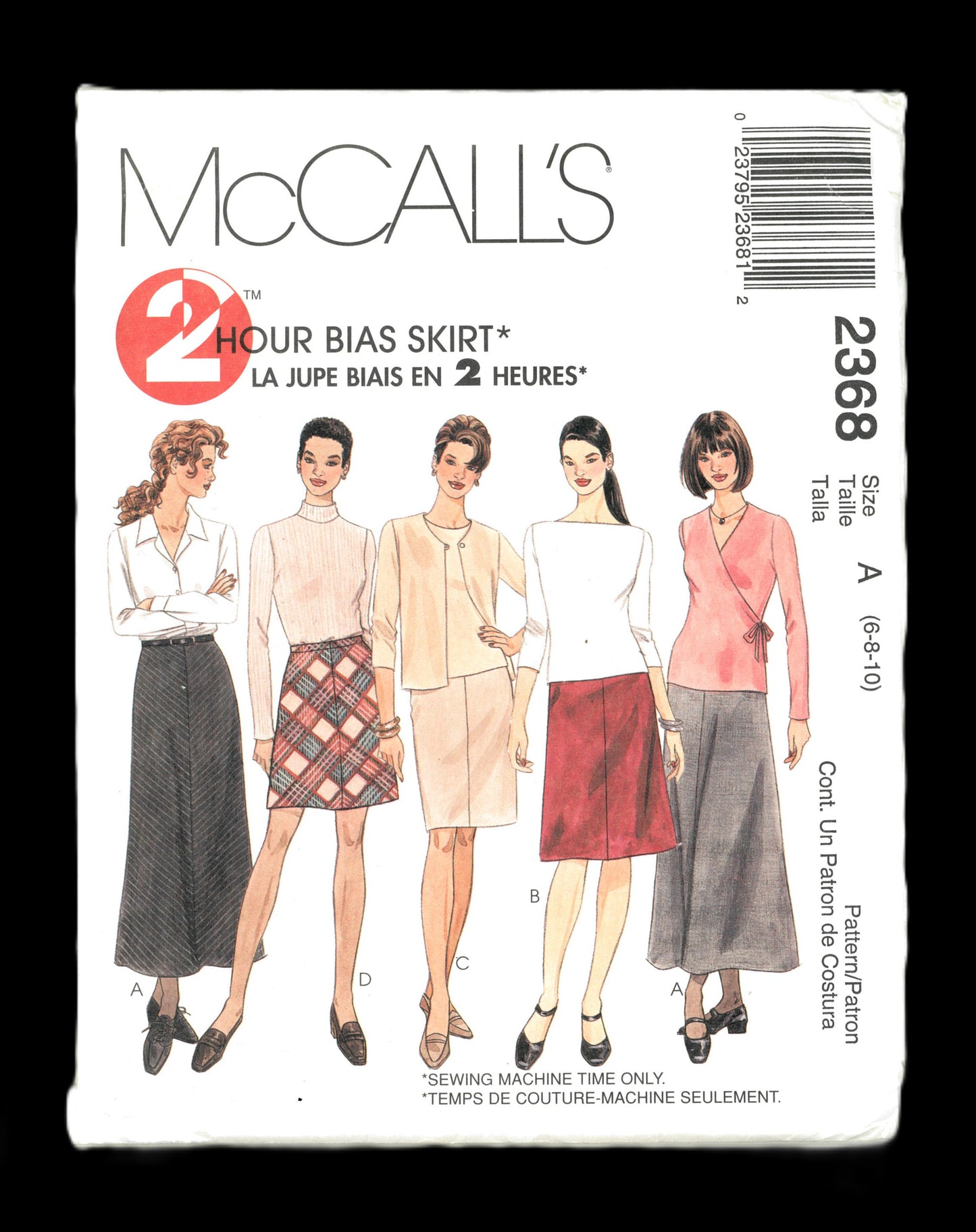 McCalls 2368 Misses Bias Skirt in Four Lengths Sewing Pattern UNCUT Size 6 8 10