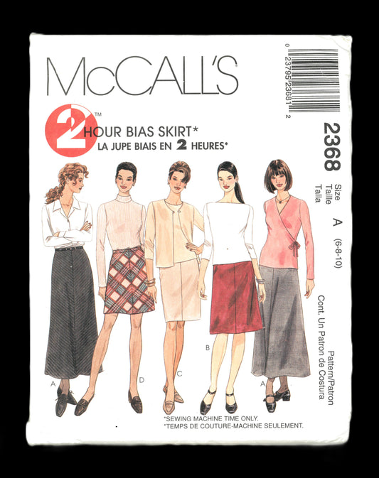 McCalls 2368 Misses Bias Skirt in Four Lengths Sewing Pattern UNCUT Size 6 8 10