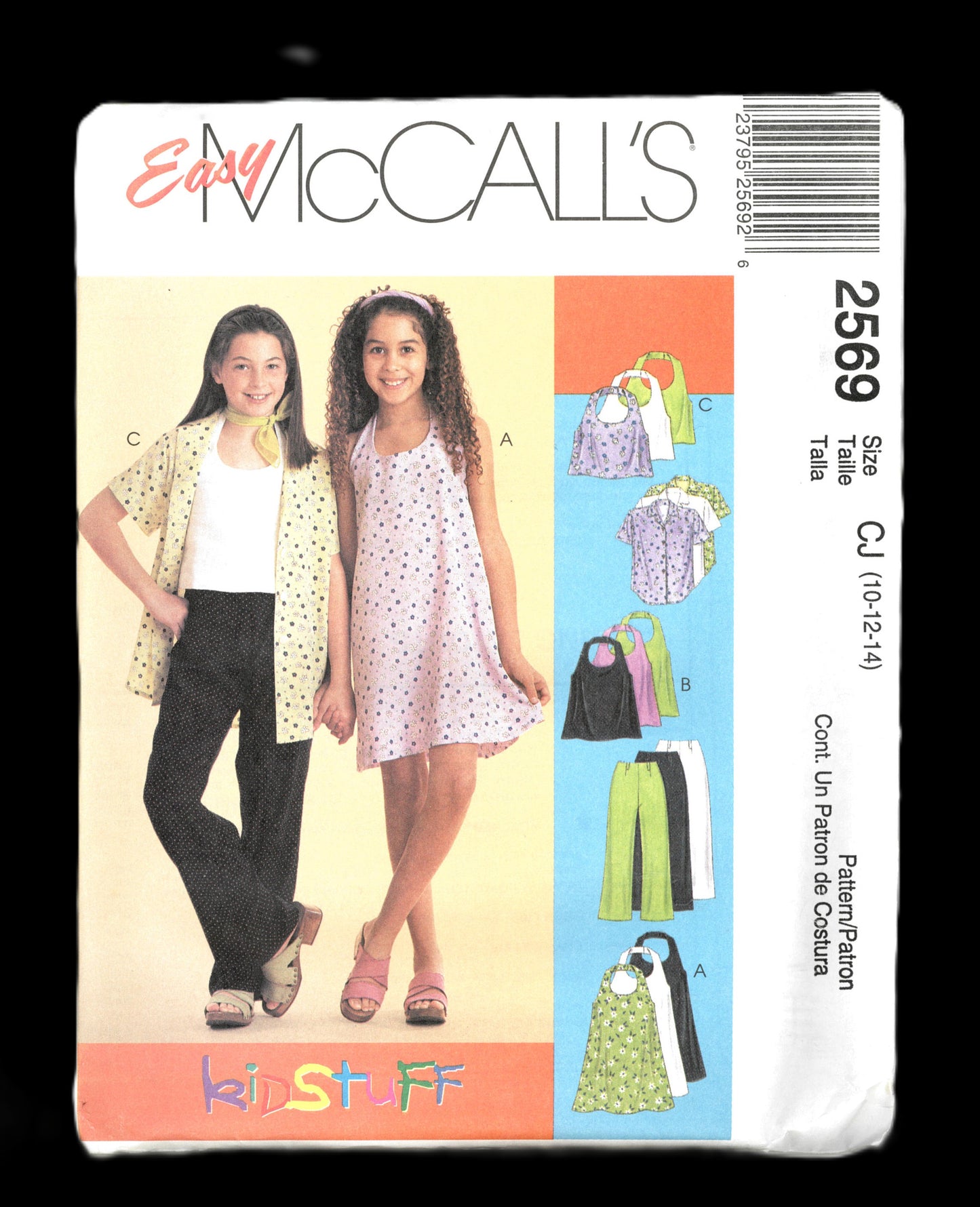 McCalls 2569 Girls Dress and Top in Two Lengths Shirt and Pull on Pants Sewing Pattern - UNCUT - Size 10 12 14