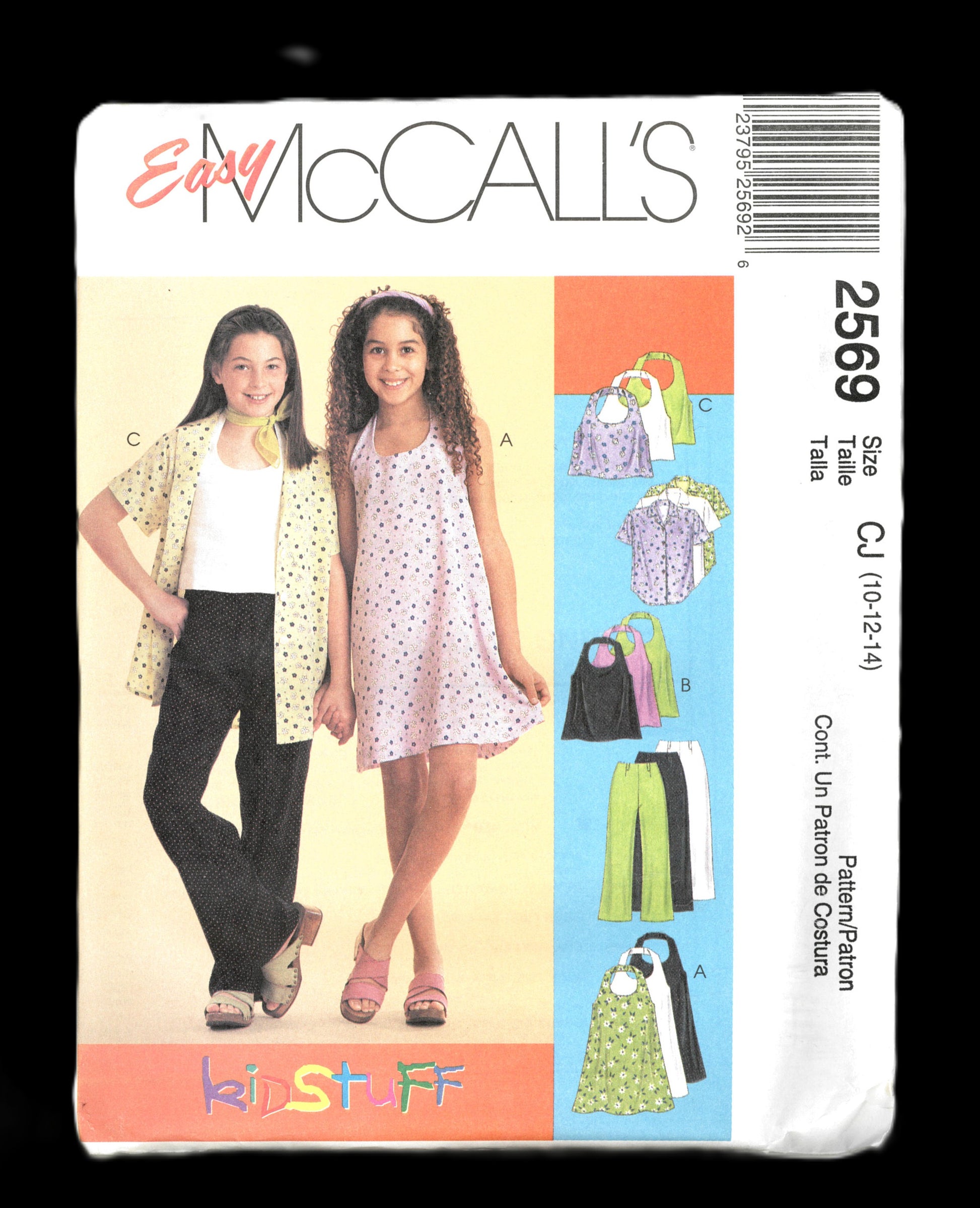 McCalls 2569 Girls Dress and Top in Two Lengths Shirt and Pull on Pants Sewing Pattern - UNCUT - Size 10 12 14