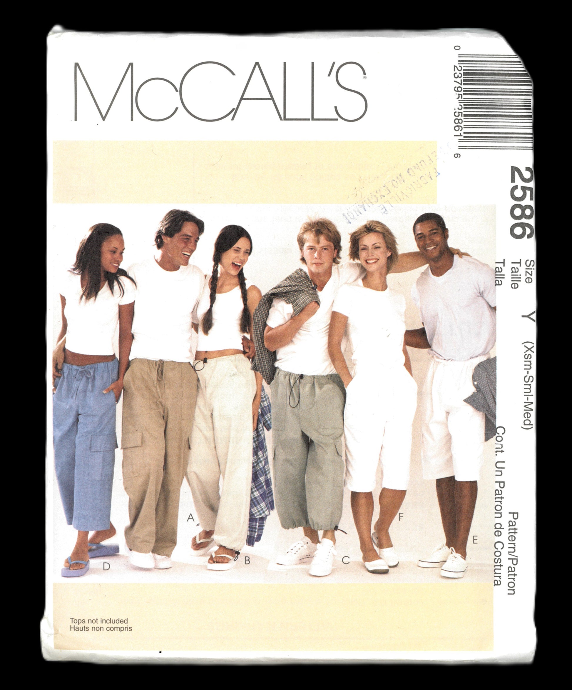 McCalls 2586  Misses Mens or Teen Boys Drawstring Pants Sewing Pattern UNCUT - Size Xsm Sml Med