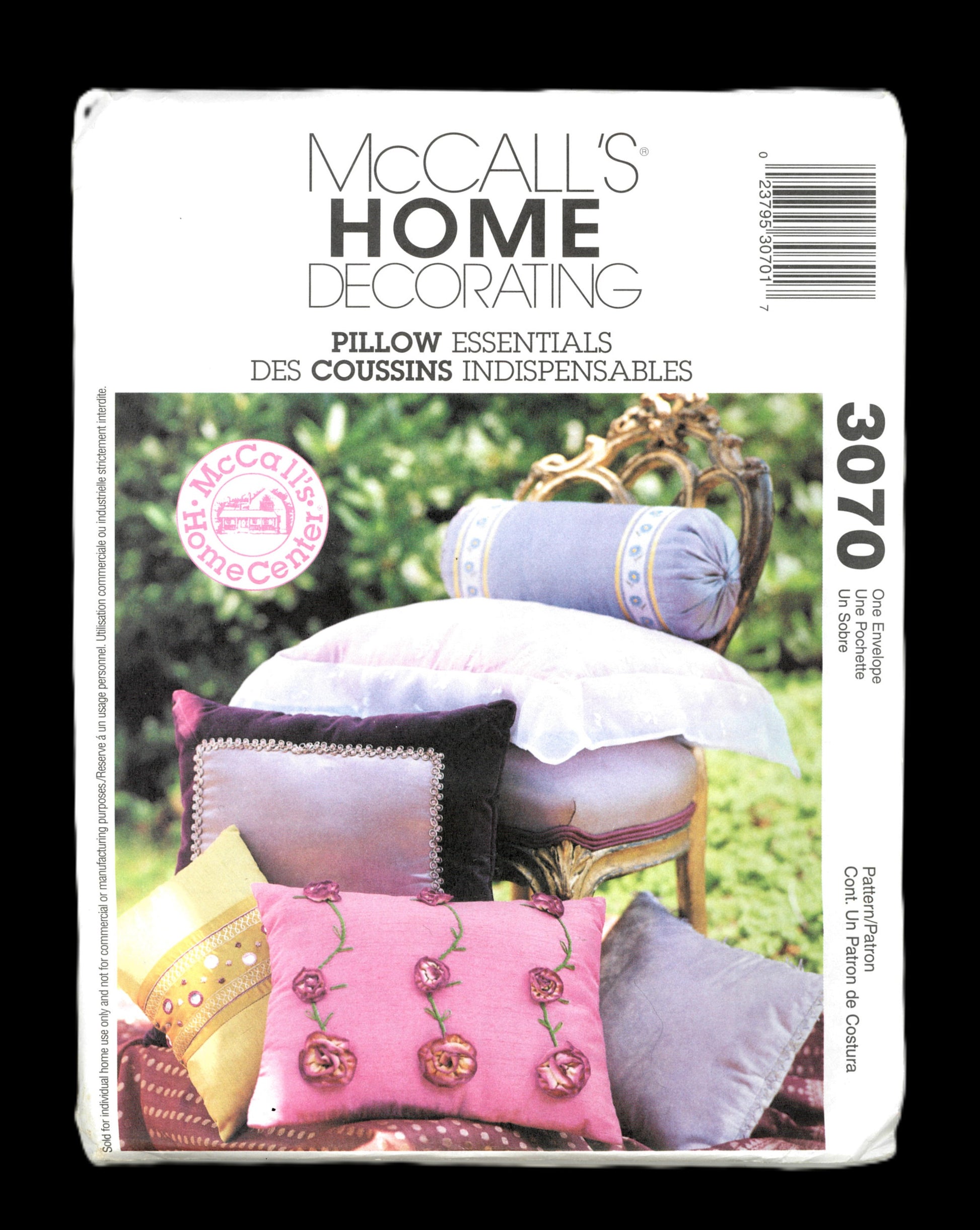 McCalls 3070 Pillow Essentials Sewing Pattern - UNCUT