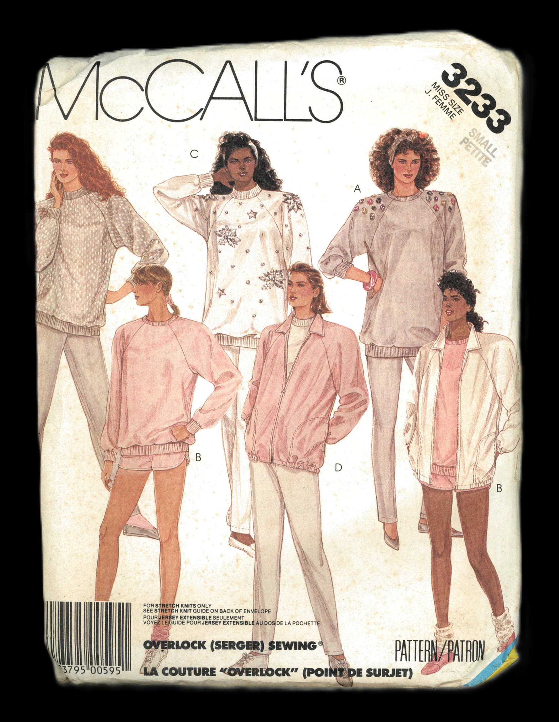 McCalls 3233 Misses Unlined Jacket TOp Pants and Shorts Sewing Pattern - UNCUT - Size Small (10 - 12 )