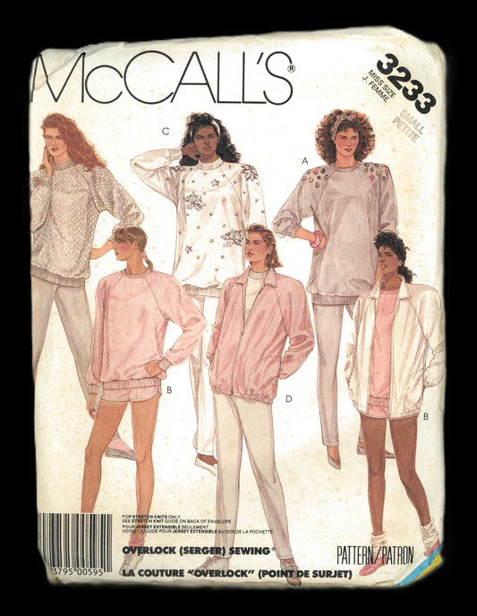McCalls 3233 Misses Unlined Jacket TOp Pants and Shorts Sewing Pattern - UNCUT - Size Small (10 - 12 )