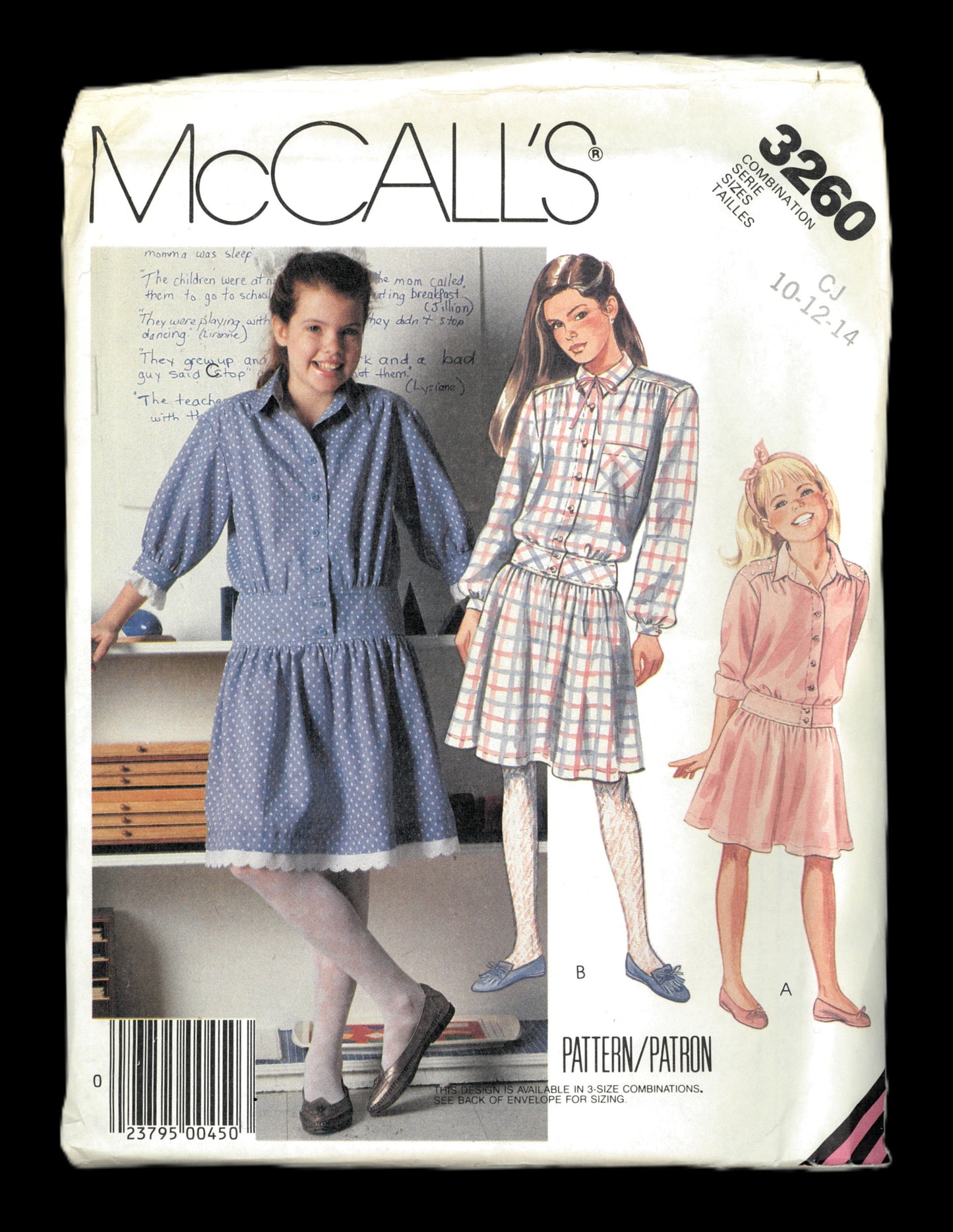 McCalls 3260 Girls Dress Sewing Pattern UNCUT Size 10 12 14