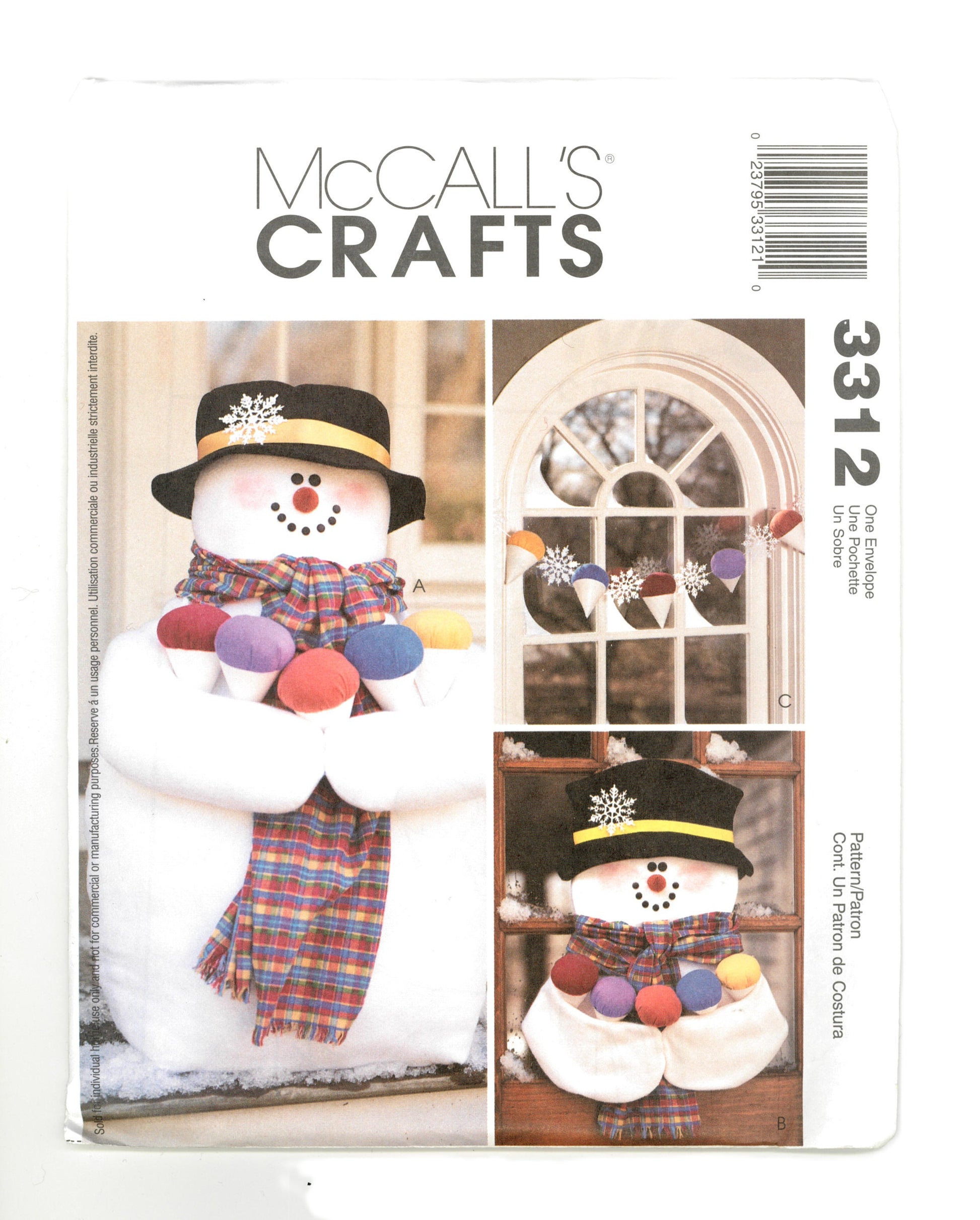 McCalls 3312 Snowmen and Snowcone Decorations Sewing Pattern