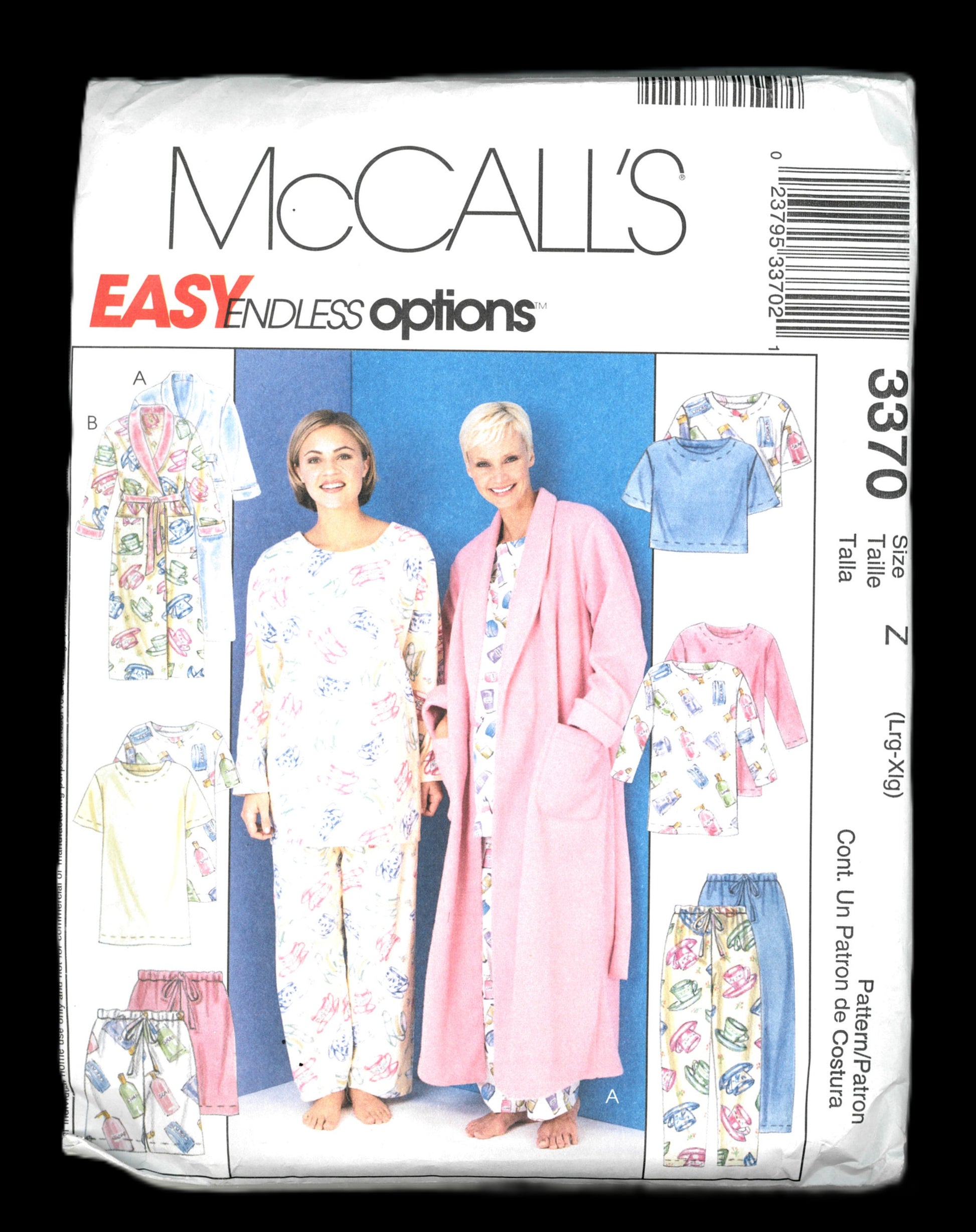 McCalls 3370 Misses Robe with Tie Belt Tunic Top Pants and Shorts Sewing Pattern UNCUT Size Lrg - Xlg