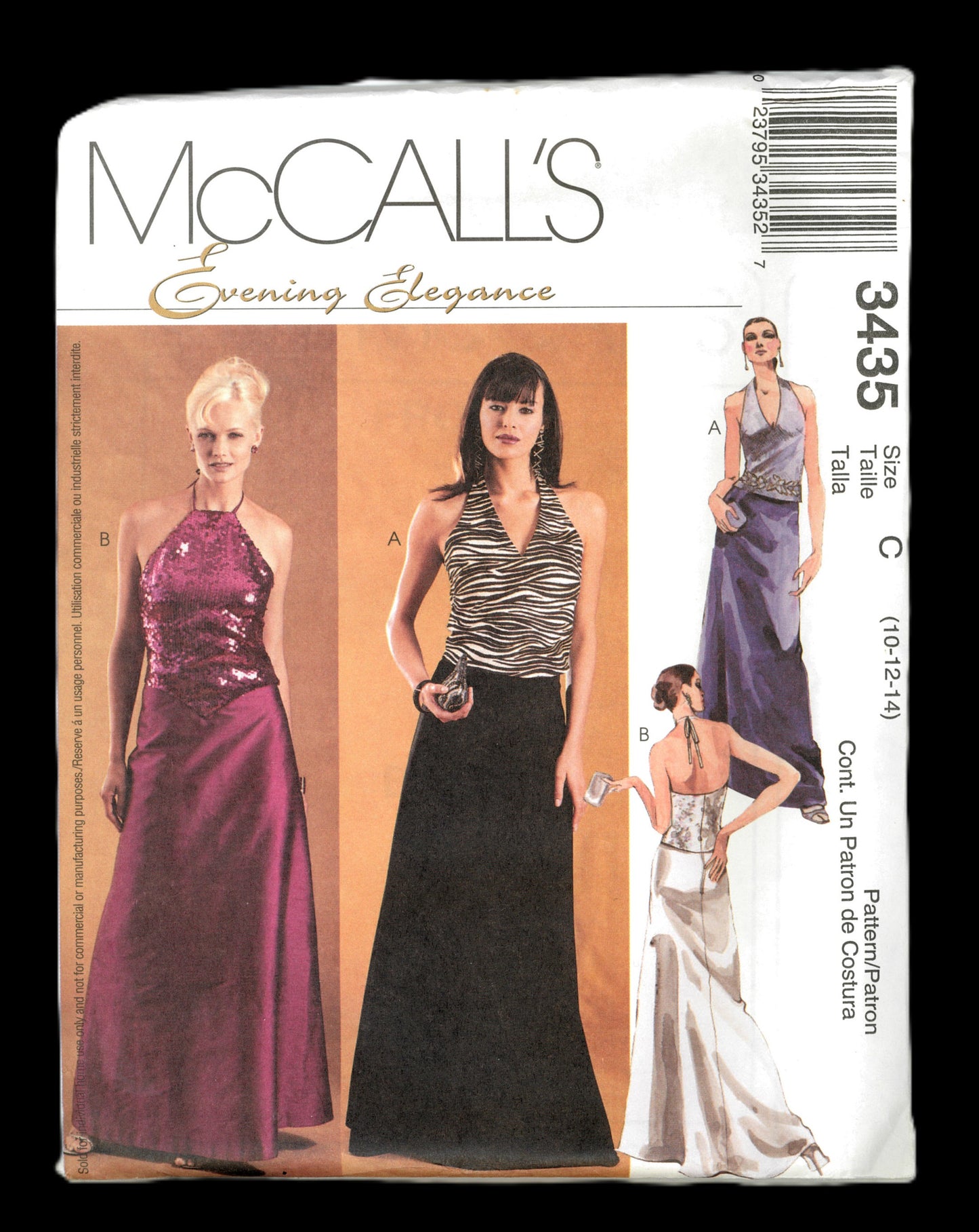 McCalls 3435 Evening Elegance Misses / Miss Petite Lined Tops and Skirt Sewing Pattern UNCUT - Size 10 12 14
