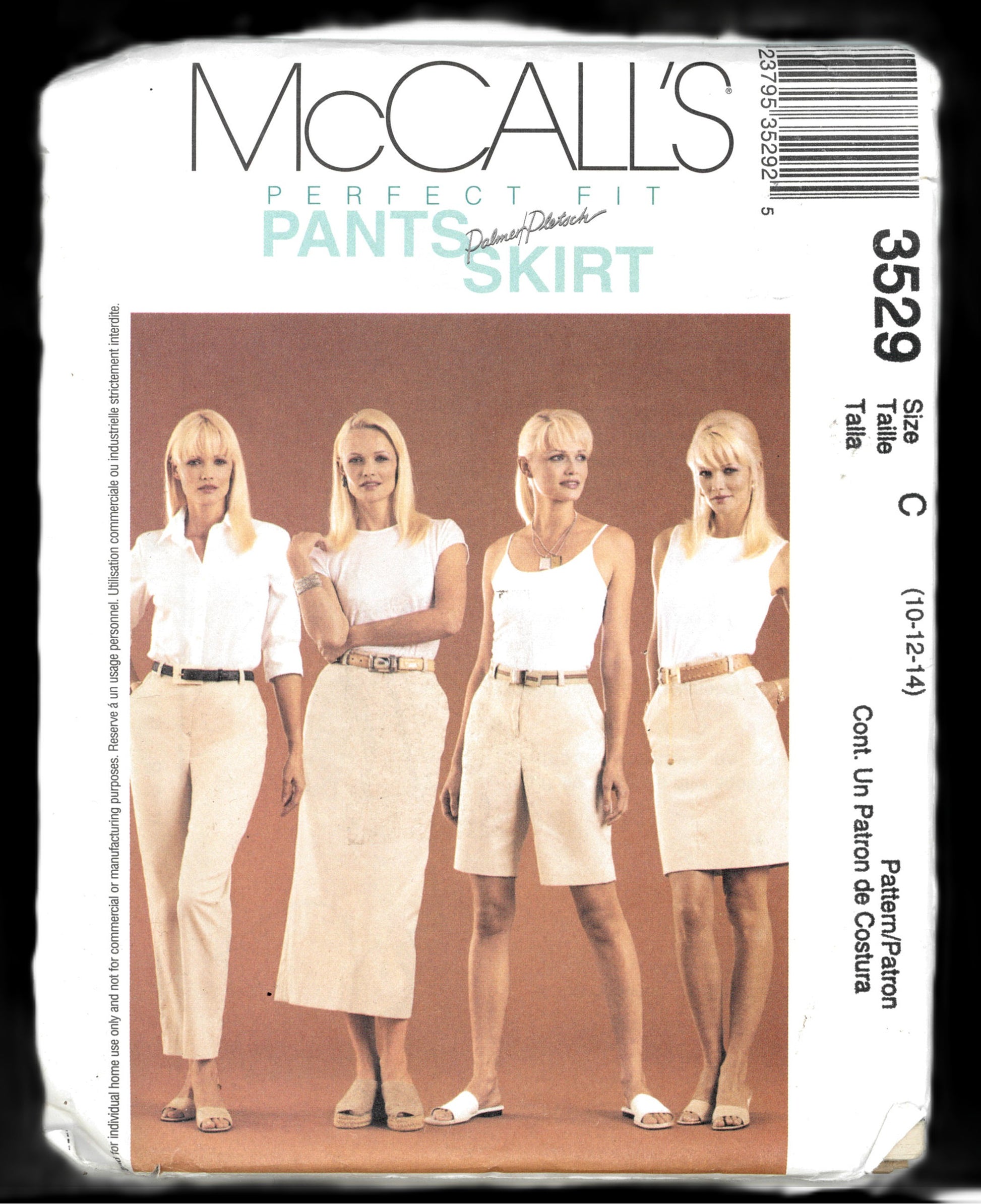 McCalls 3529 Palmer Pletsch Misses Pants Shorts and Skirt in Two Lengths Sewing Pattern UNCUT - Size 10 12 14