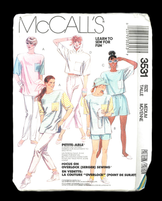 McCalls 3531 MissesTop Pants and Shorts Sewing Pattern - UNCUT - Size Medium