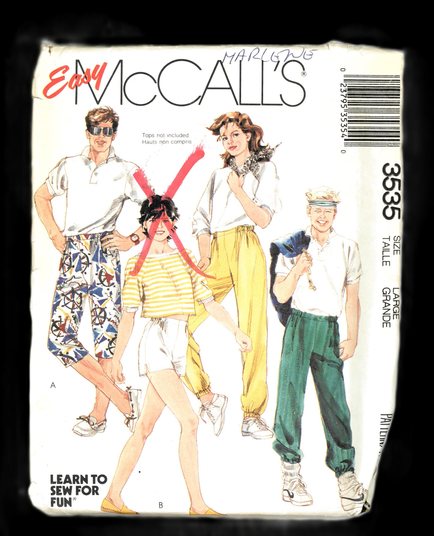 McCalls 3535 Misses/ teen Boys or Mens Pants and Shorts Sewing Pattern