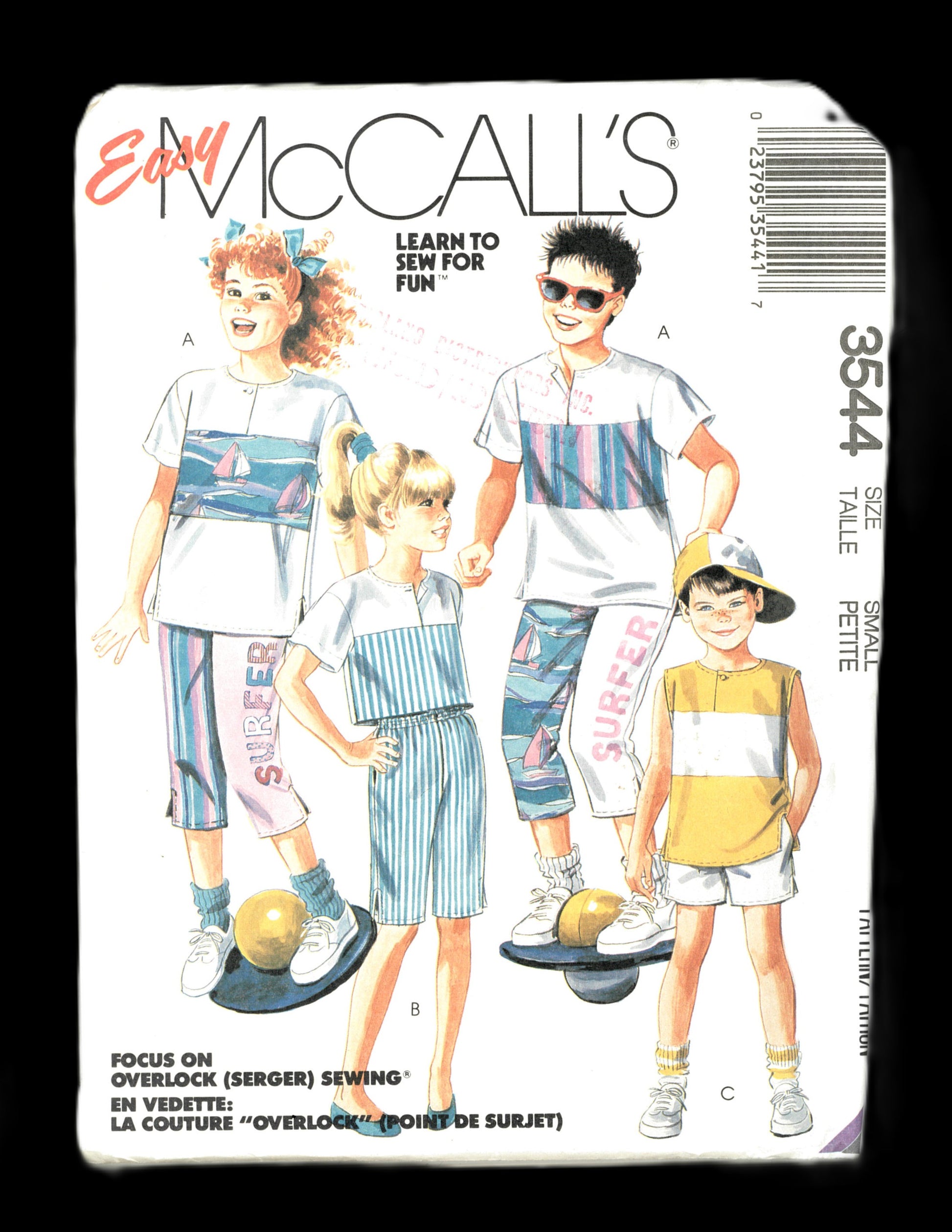 McCalls 3544 Girls or Boys Top Pants and Shorts Sewing Pattern UNCUT Size Small (7)