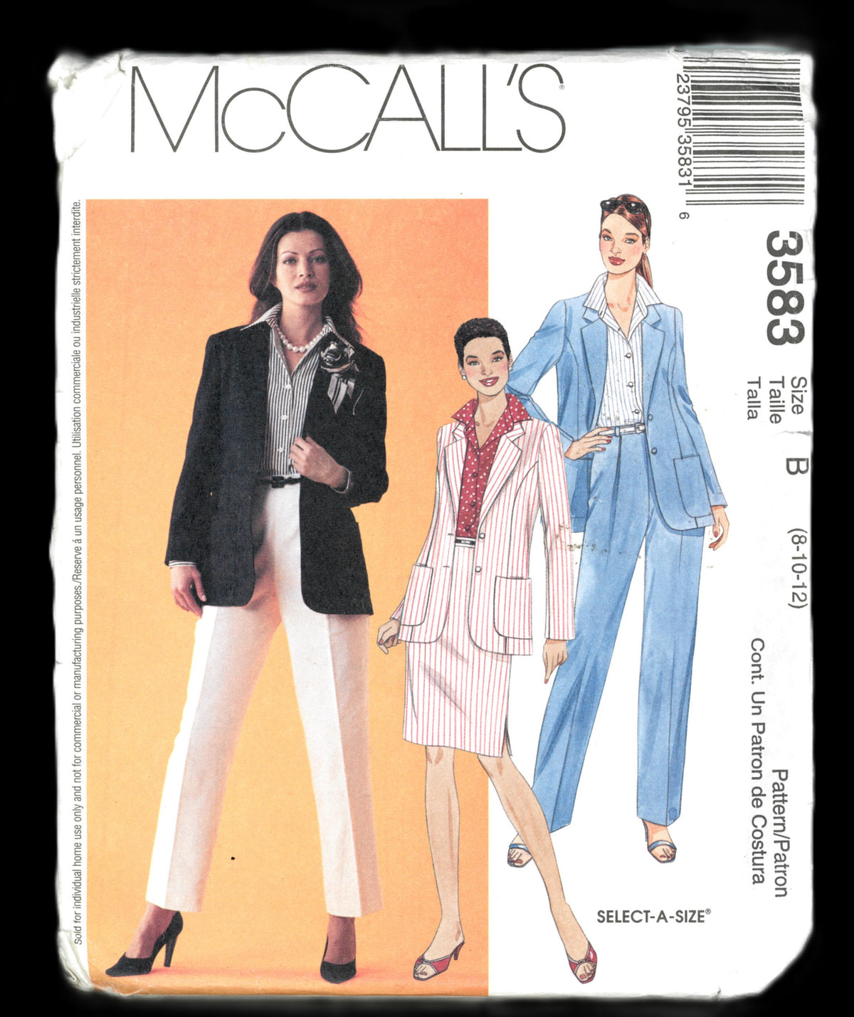 McCalls 3583 Misses / Miss Petite Lined Jacket Shirt Pants and Skirt Sewing Pattern UNCUT Size  8 10 12