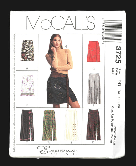 McCalls 3725 Misses Lined Skirts in Two Lengths Sewing Pattern UNCUT Size 12 14 16 18