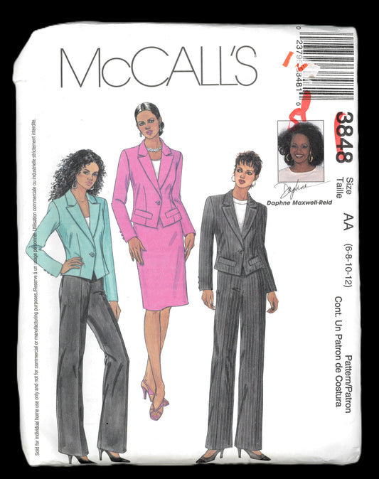 McCalls 3848 Misses / Miss Petite Lined Jacket Pants and Skirt Sewing Pattern UNCUT Size 6 8 10 12