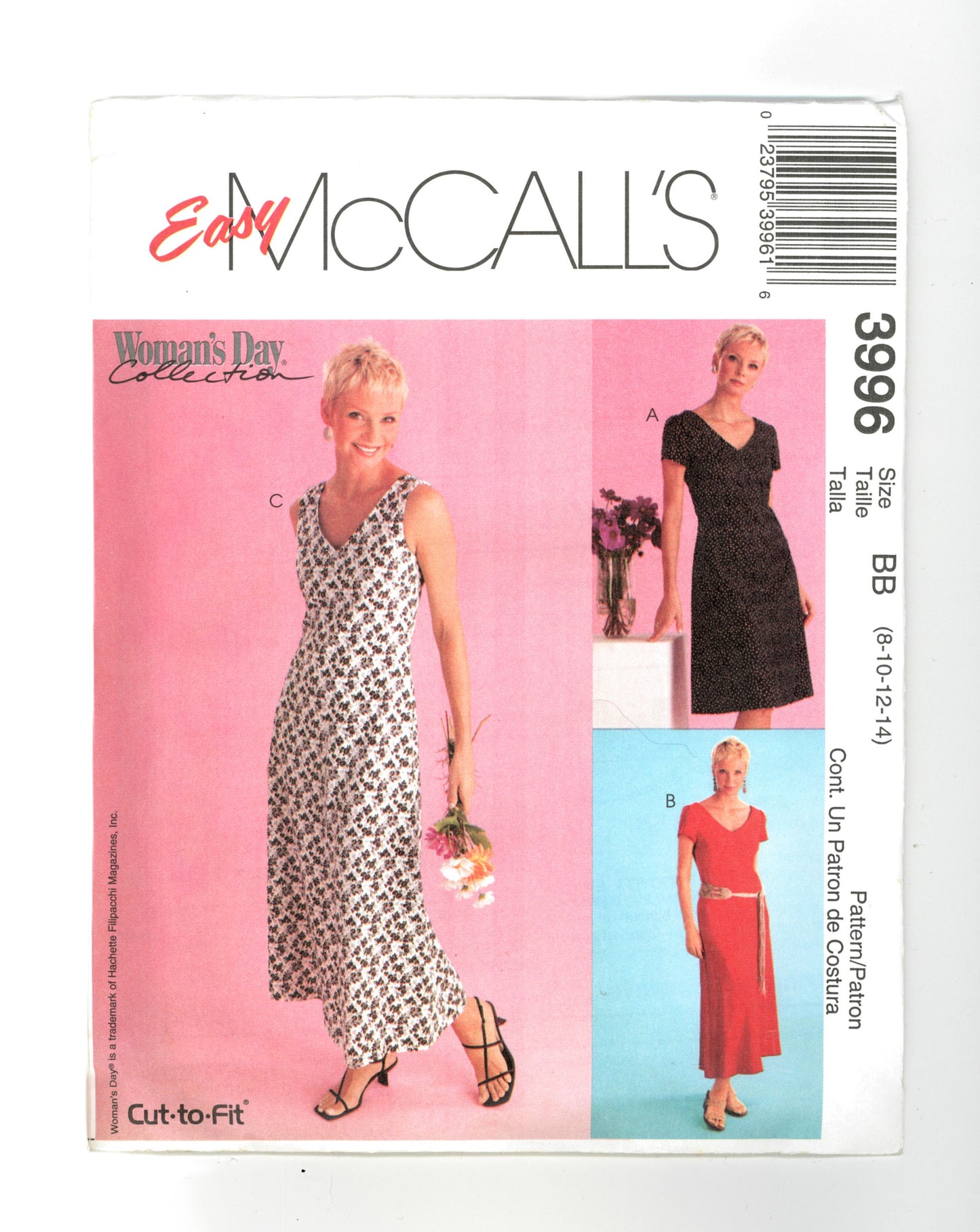 McCalls 3996 Misses / Miss Petite Dress in Two Lengths Sewing Pattern - UNCUT - Size 8 10 12 14