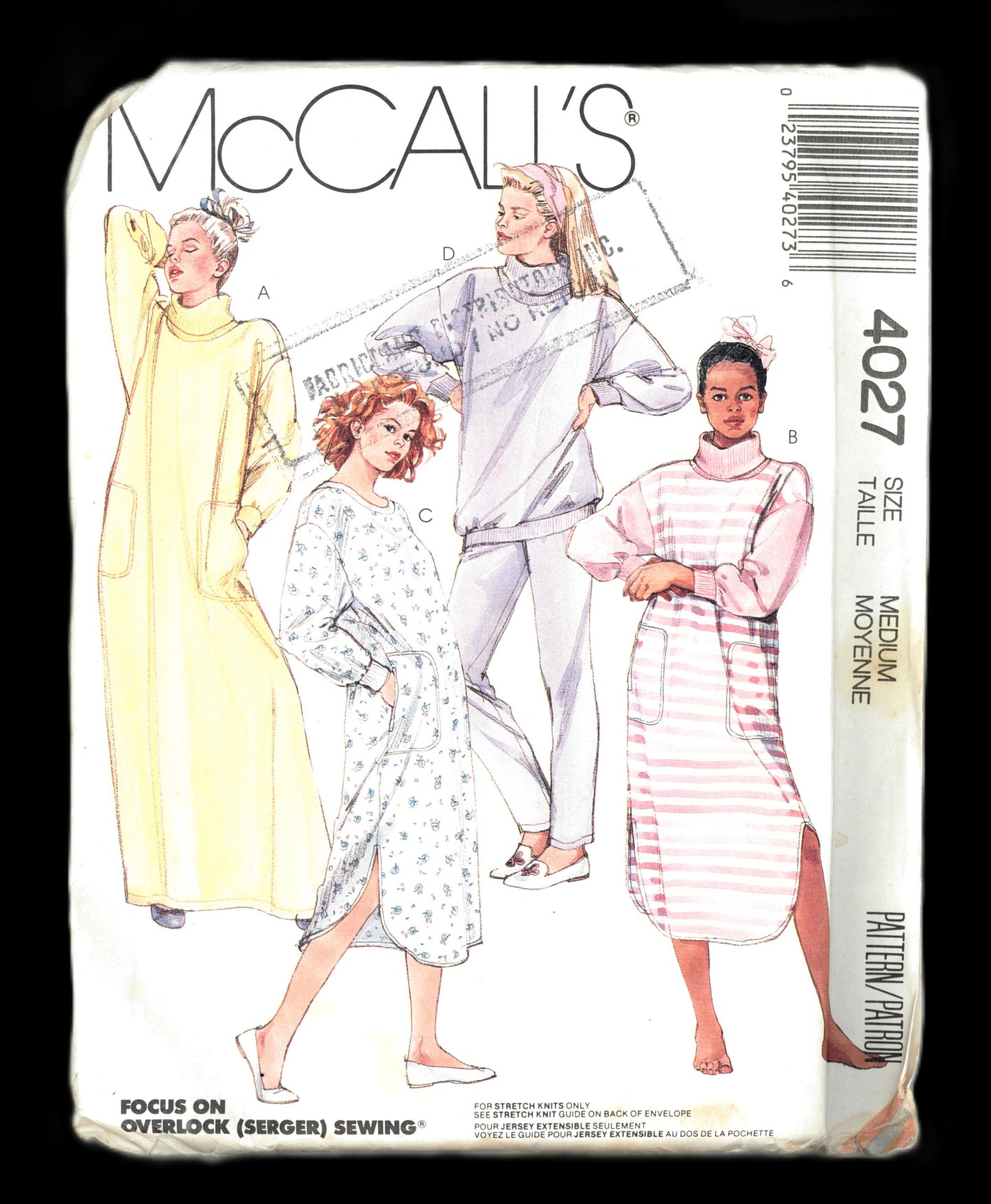 McCalls 4027 Misses Robe or Lounger Top and Pants Sewing Pattern UNCUT Size Medium