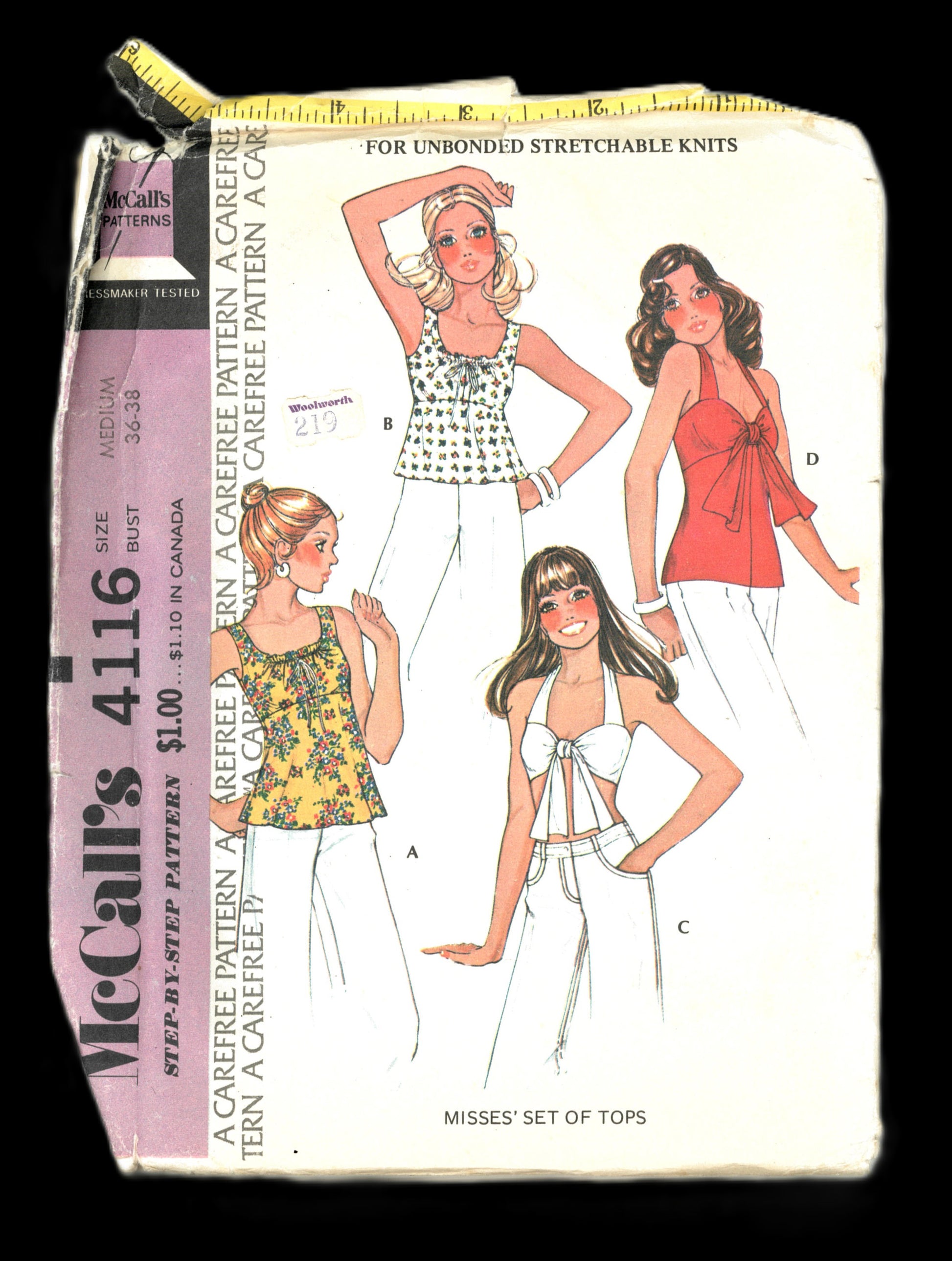 McCalls 4116 Misses Set of Tops Sewing Pattern UNCUT - Size Medium (Bust 34 - 36)