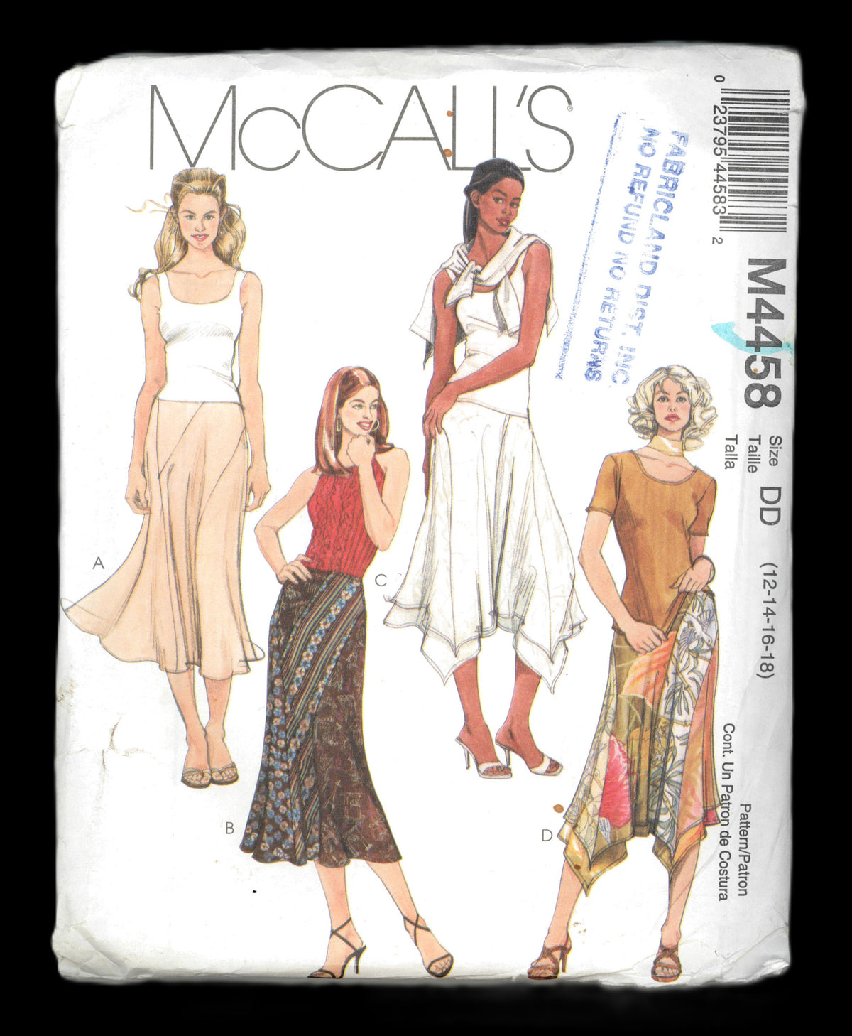 McCalls 4458 Misses Skirts Sewing Pattern UNCUT Size 12 14 16 18
