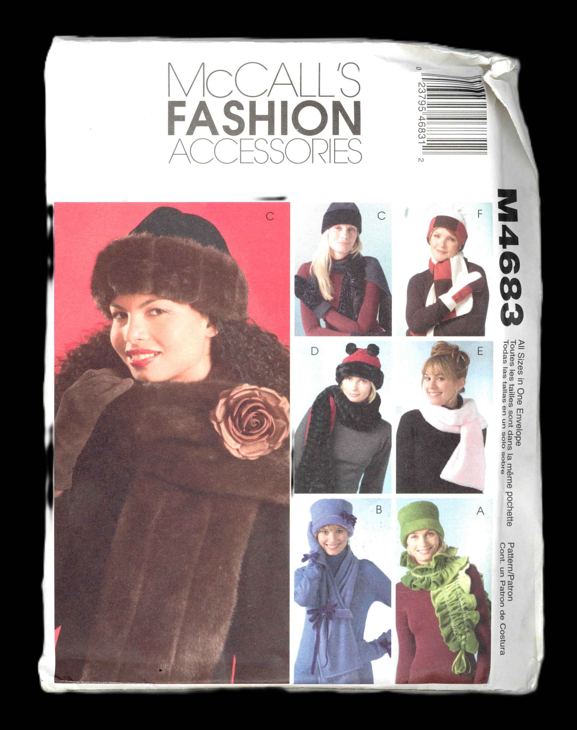 McCalls 4683 Misses Hats Scarves and Mittens Sewing Pattern - UNCUT