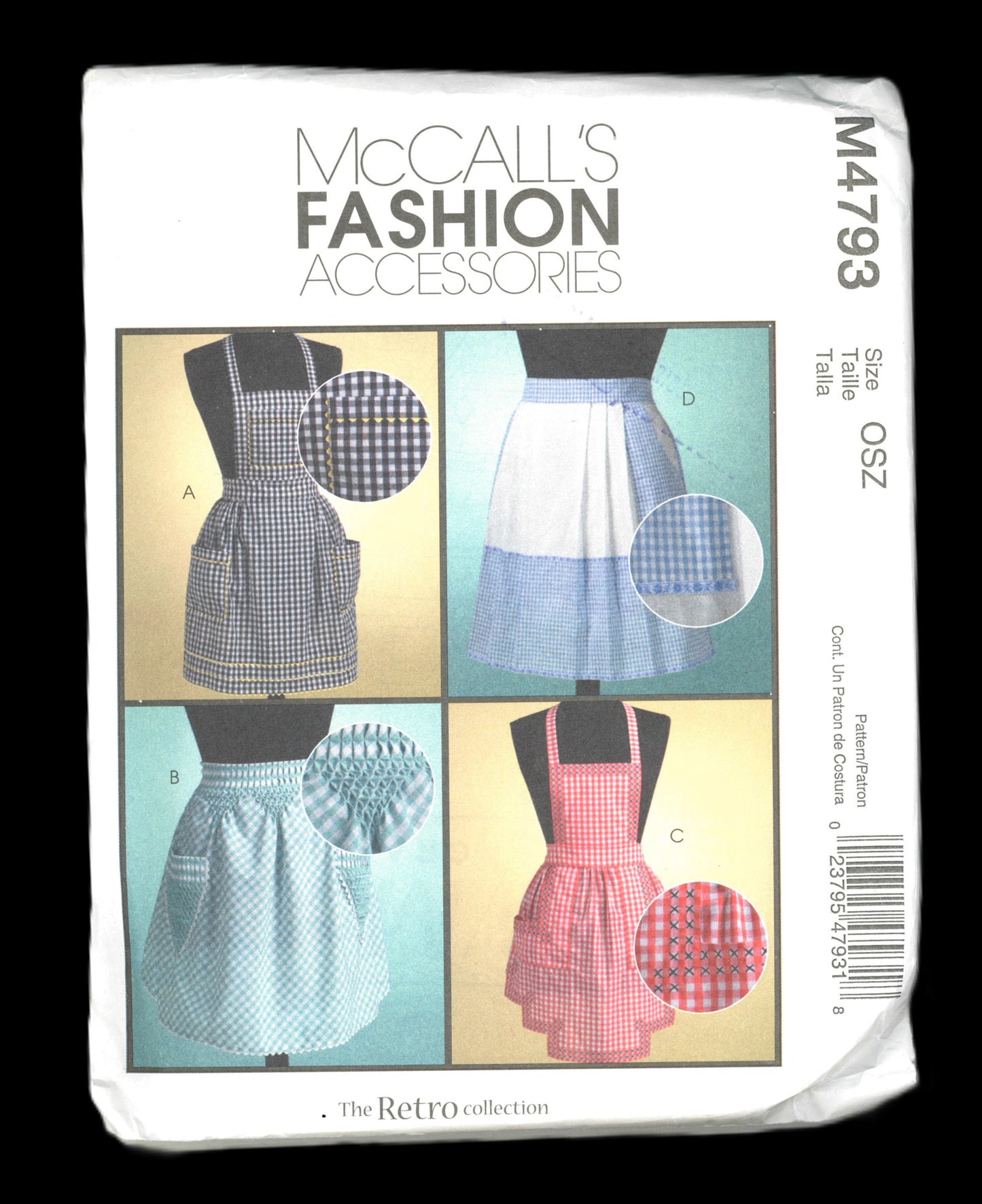 McCalls 4793 Misses Aprons Sewing Pattern - UNCUT Size Sml Med Lrg Xlg