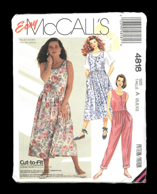 McCalls 4818 Misses Jumpsuit Sundress or Jumper Sewing Pattern - UNCUT - Size 6 8 10