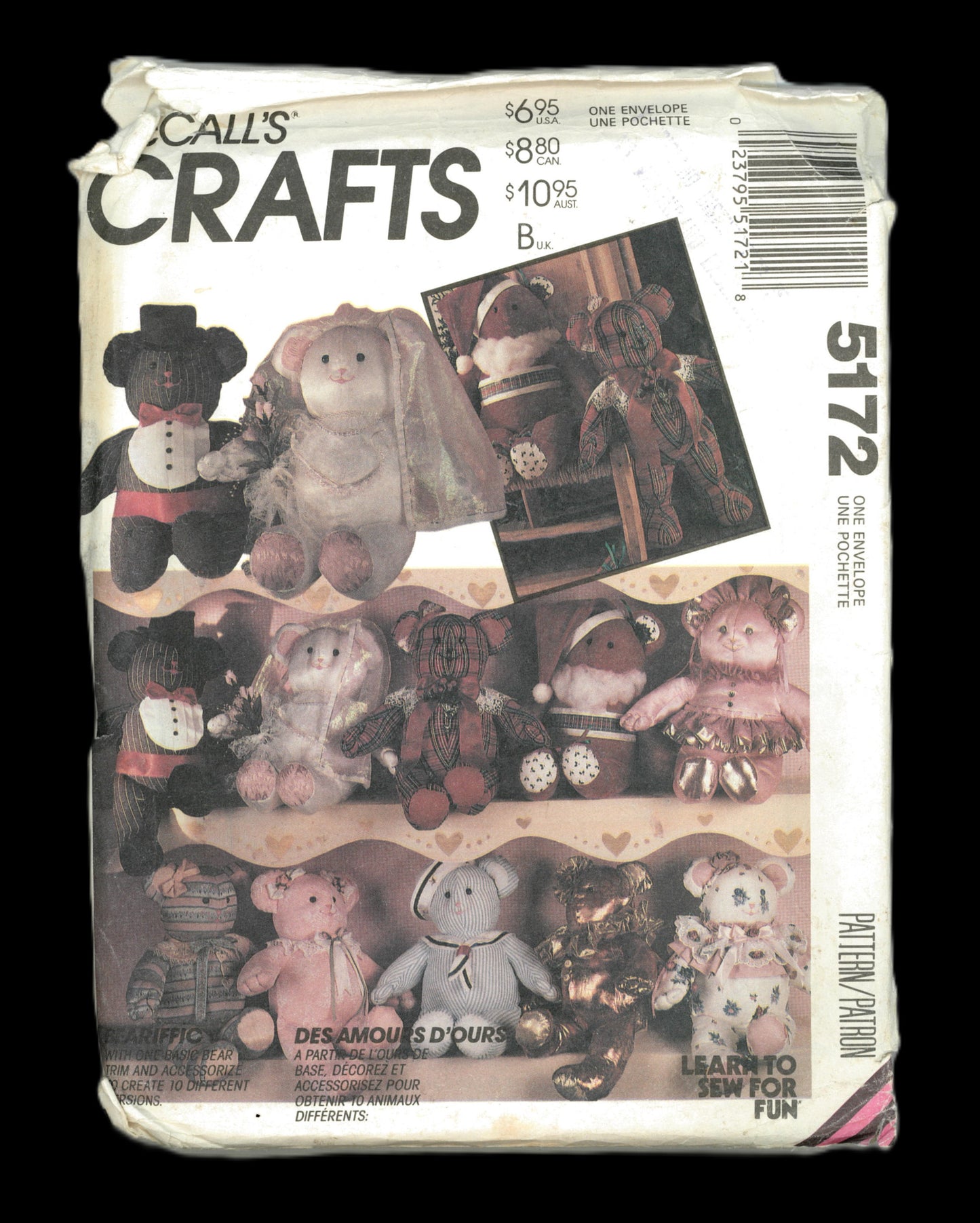 McCalls 5172 Bear Doll Package Sewing Pattern UNCUT
