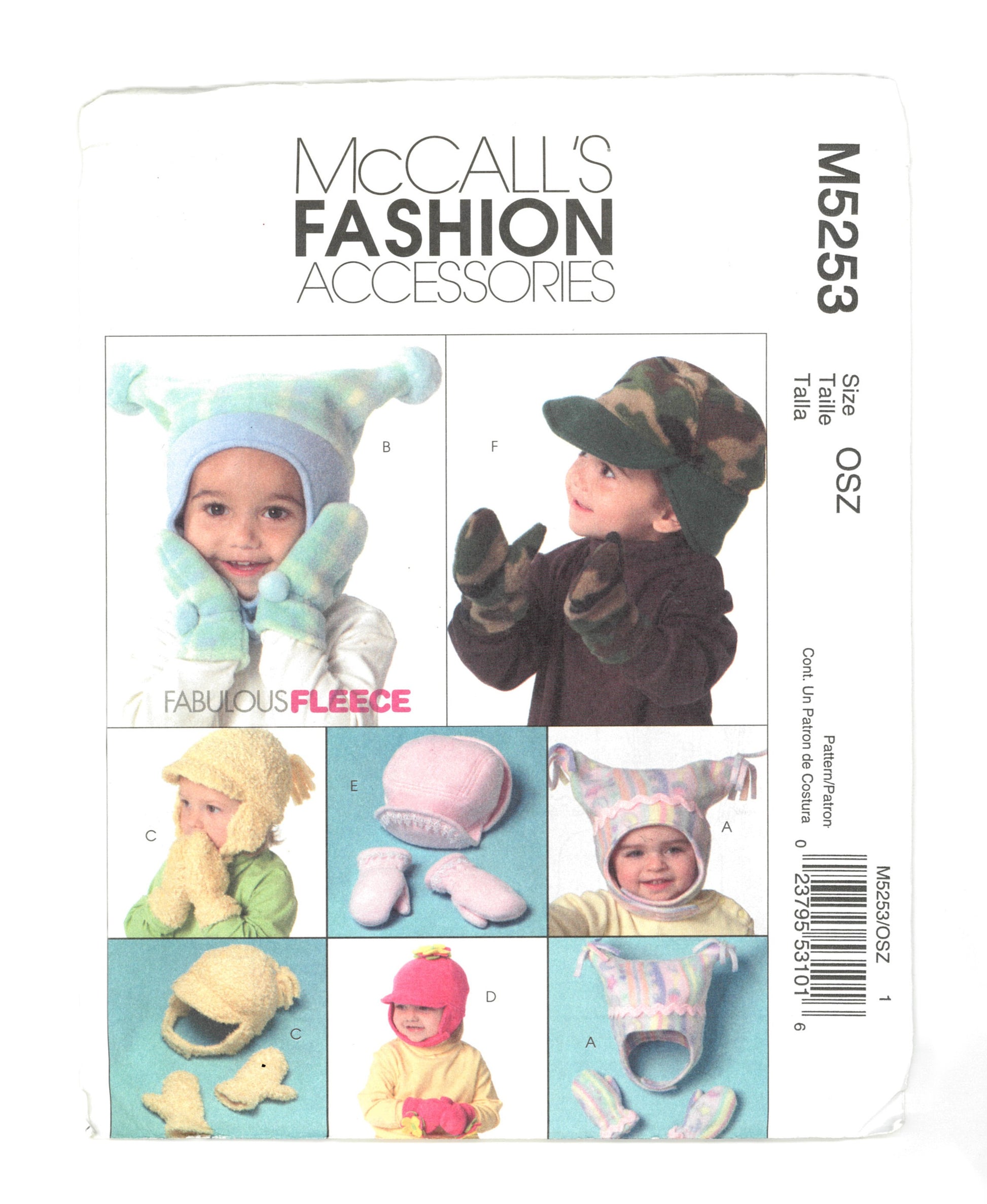McCalls 5253 Infants and  Toddlers Hats and Mittents Sewing Pattern - UNCUT