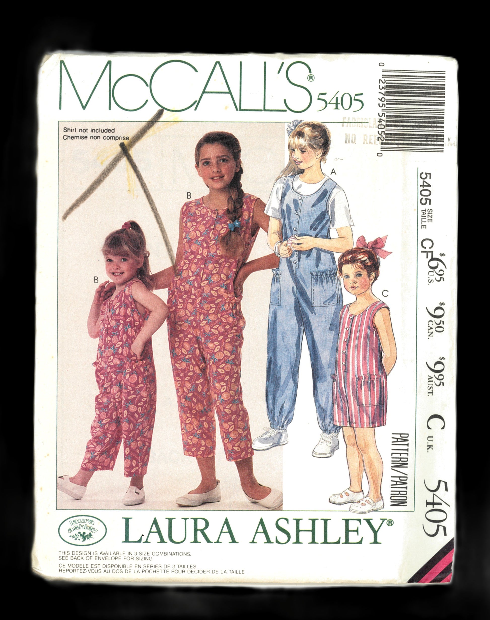 McCalls 5405 Laura Ashley Childrens and Girls Jumpsuit in Three Lengths Sewing Pattern - UNCUT - Size 4 5 6