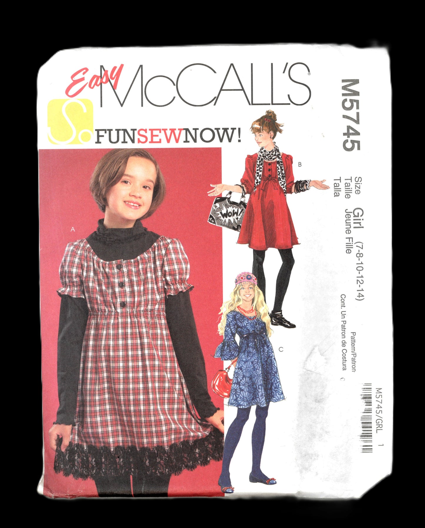 McCalls 5745 Girls Dresses Sewing Pattern UNCUT Size 7 8 10 12 14