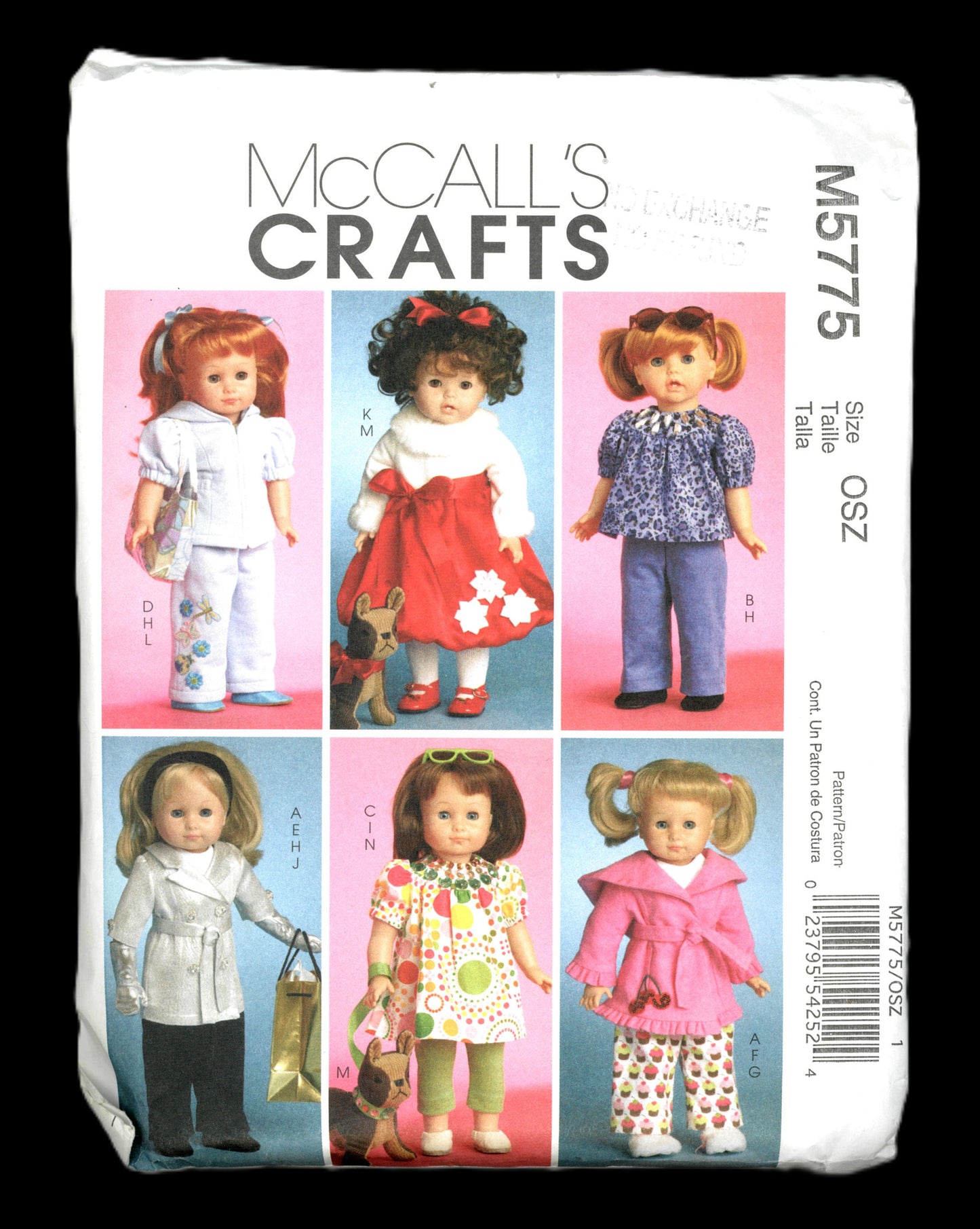 McCalls 5775 Doll Clothes for 18" Doll and Toy Dog  Sewing Pattern - UNCUT