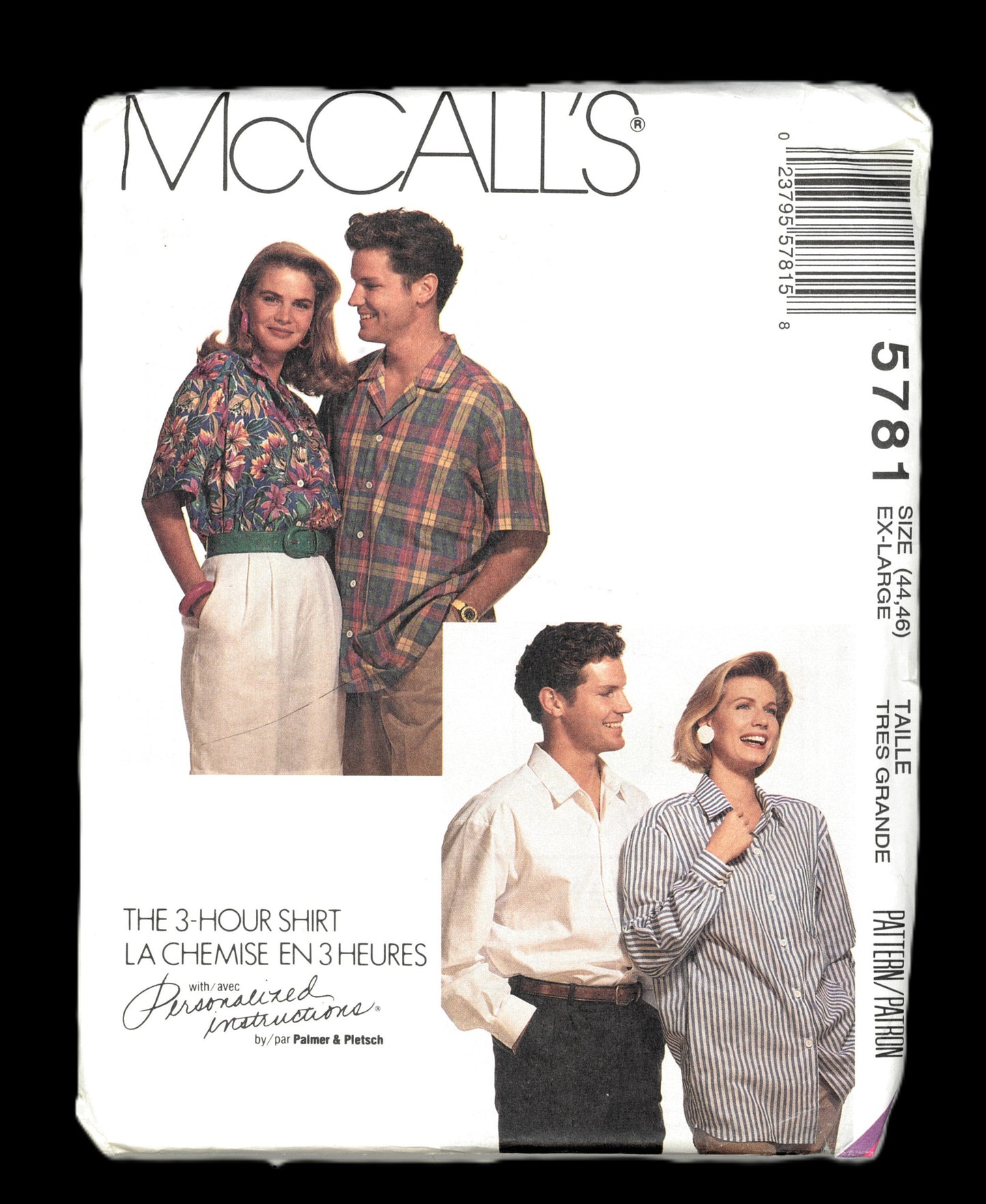 McCalls 5781 Misses Mens or Teen Boys Shirt Sewing Pattern UNCUT - Size XS ( 30 1/2, 31 1/2) Or Size Ex large (44,46)