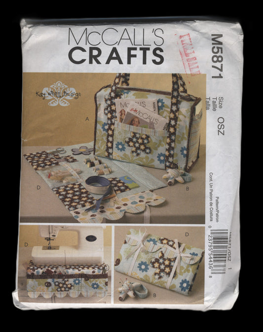 McCalls 5871 Project Tote Organizer, Pincushion and Machine Apron Sewing Pattern - UNCUT