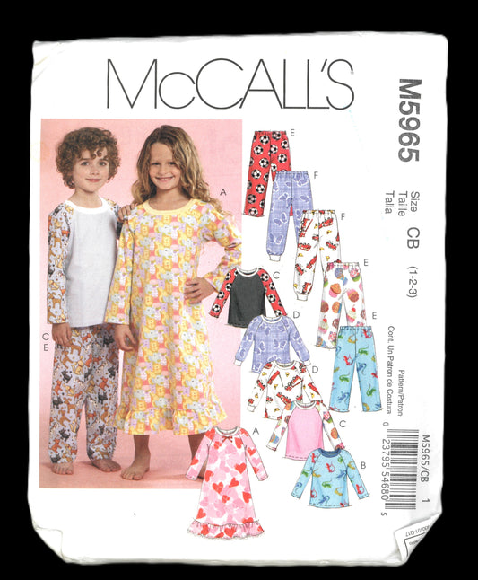 McCalls 5965 Toddlers Girls Gown Top and Pants Sewing Pattern UNCUT Size 1 2 3