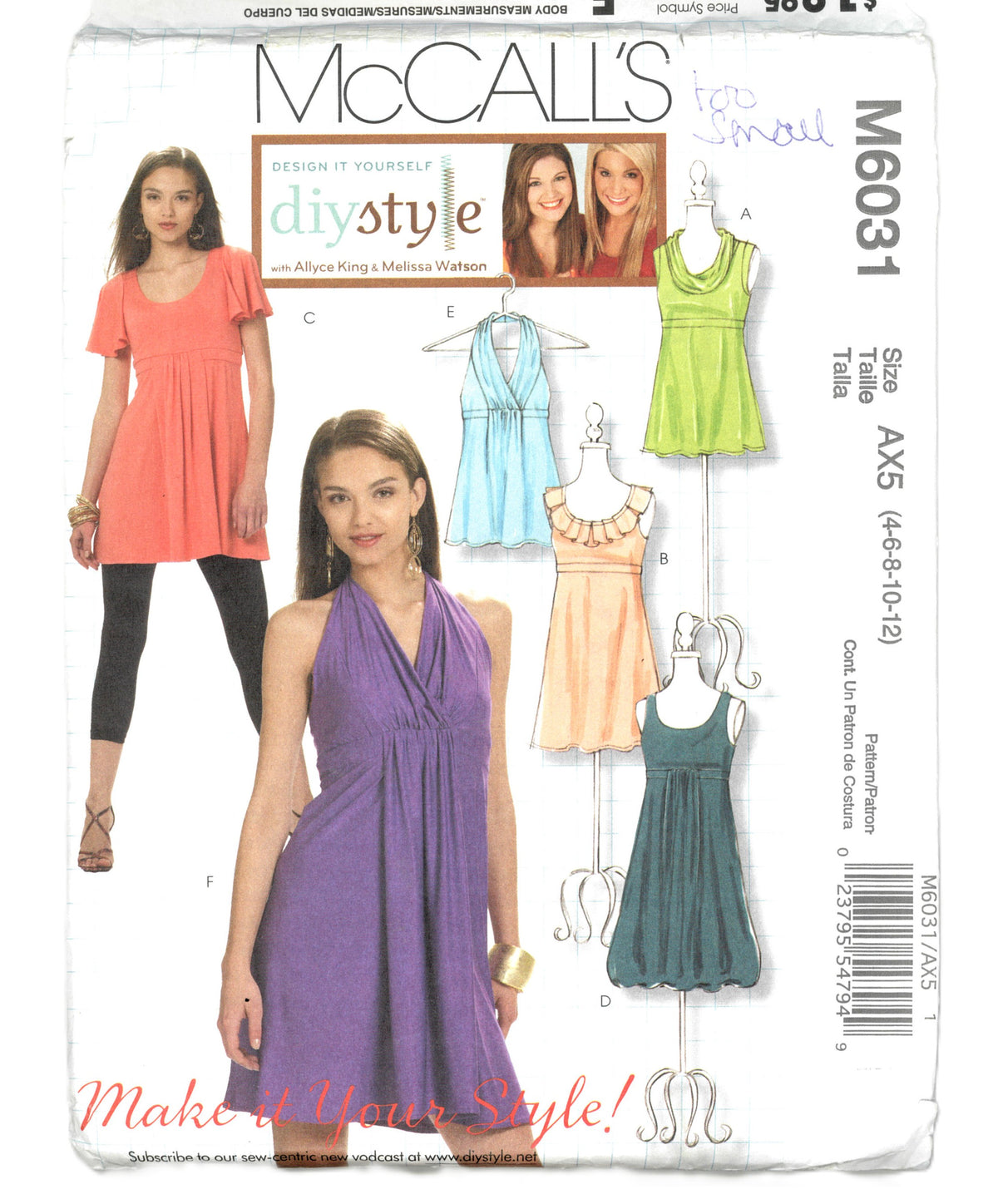 McCalls 6031 Misses Tops Tunics and Dresses Sewing Pattern UNCUT Size 4 6 8 10 12