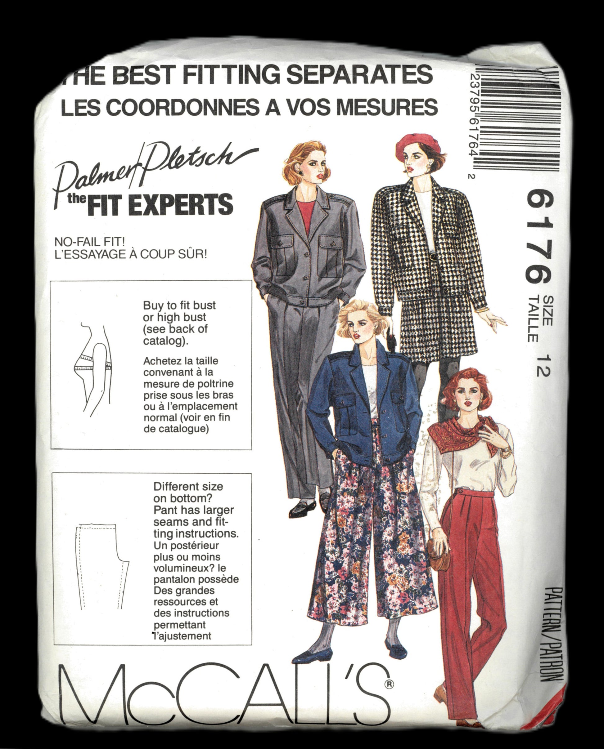 McCalls 6176 Palmer Pletsch  Misses Lined or Unlined Jacket Culottes in Two Lengths and Pants Sewing Pattern - UNCUT - Size 12