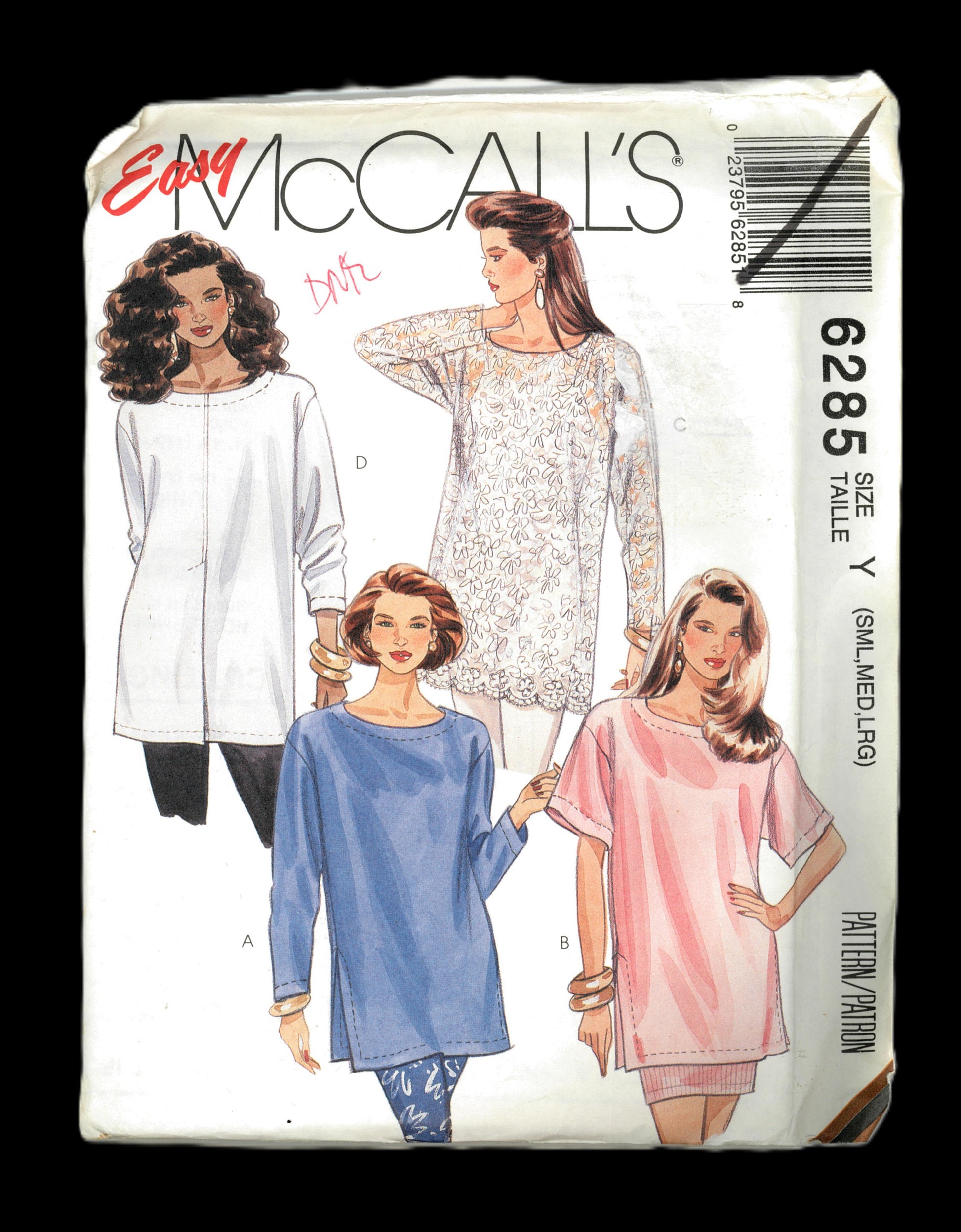 McCalls 6285 Misses Tunic Sewing Pattern UNCUT - Size Sml Med Lrg