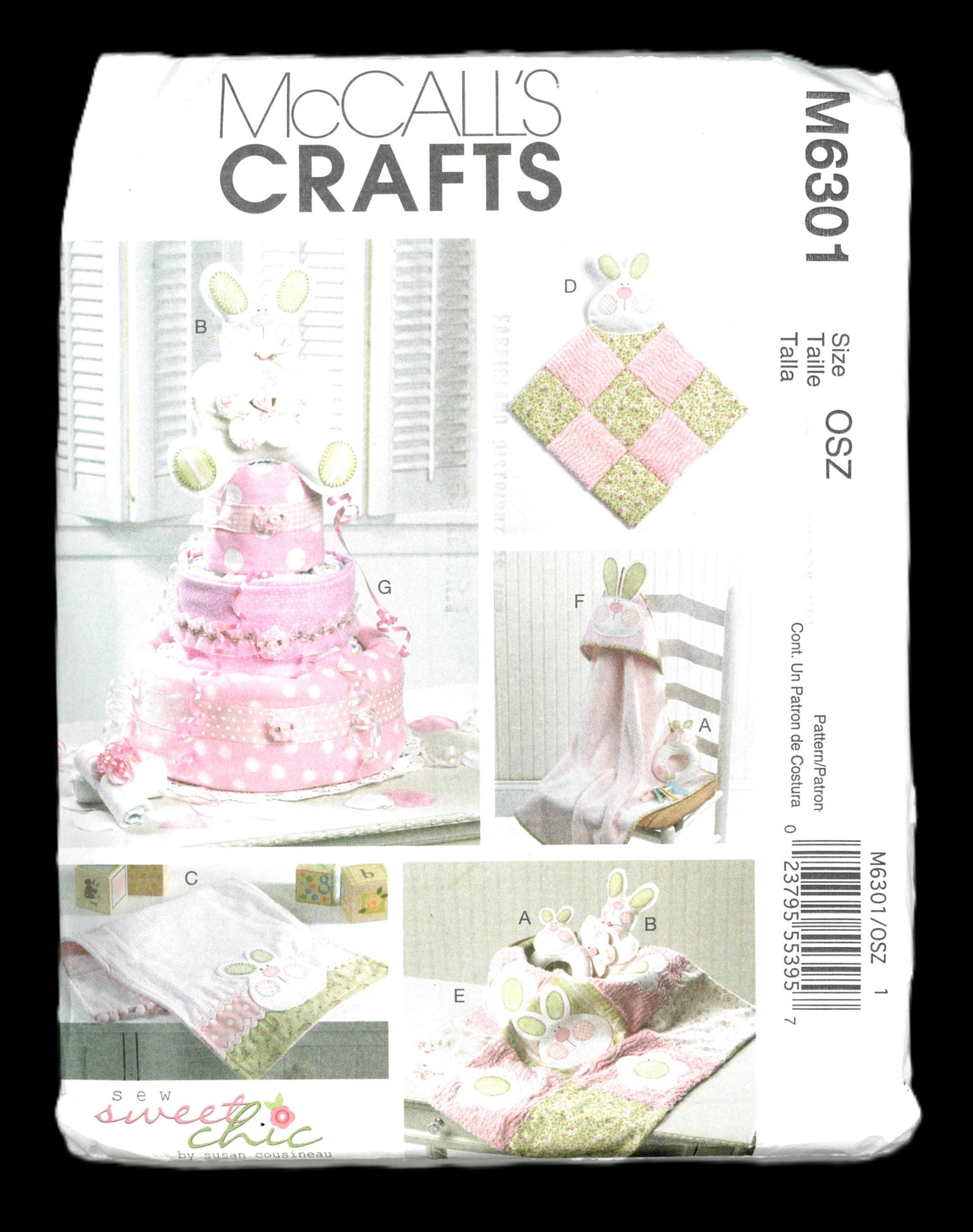 McCalls 6301 Toy Decoration, Burb Cloth, Blankie, Blanket, Hooded Towel and Diaper Cake Sewing Pattern - UNCUT