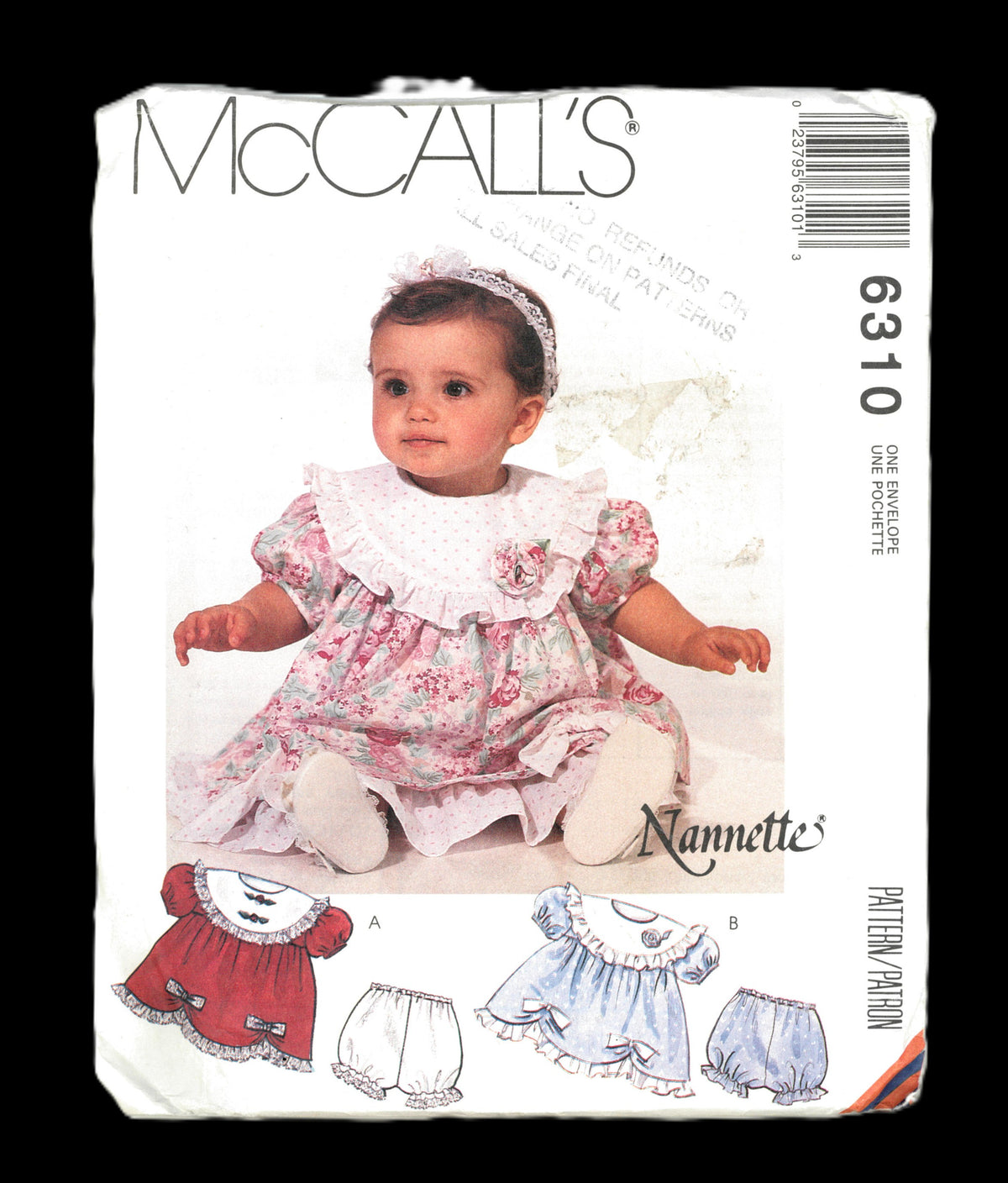 McCalls 6310 Nannette Infants Dress and Panties Sewing Pattern - UNCUT - Size S M L XL