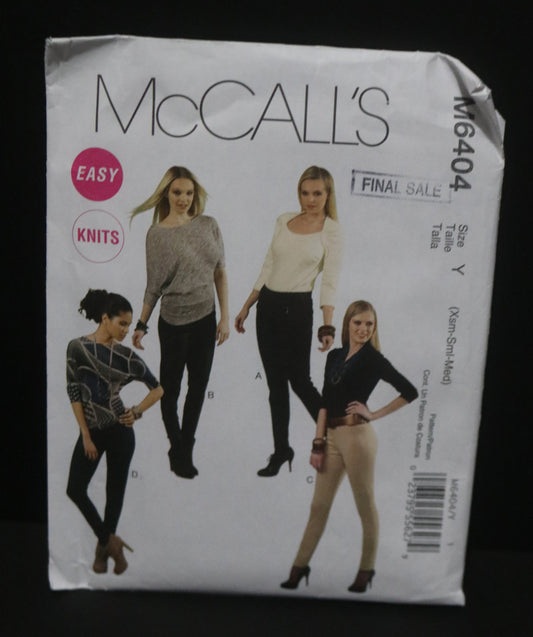 McCalls 6404 Misses Leggings Sewing Pattern UNCUT Size Xsm Sml Med