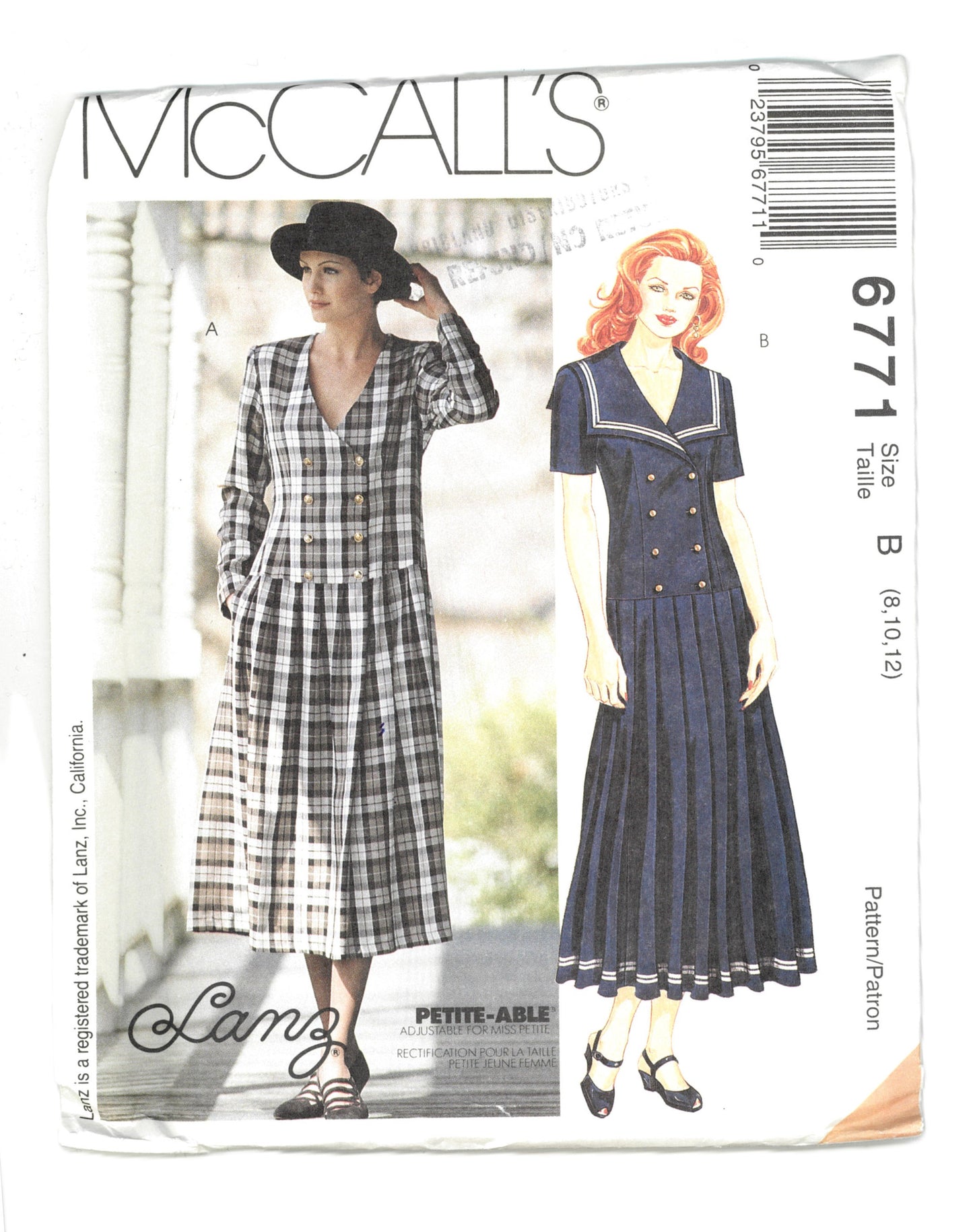 McCalls 6771  LANZ Misses Dress Sewing Pattern - UNCUT - Size 8 10 12