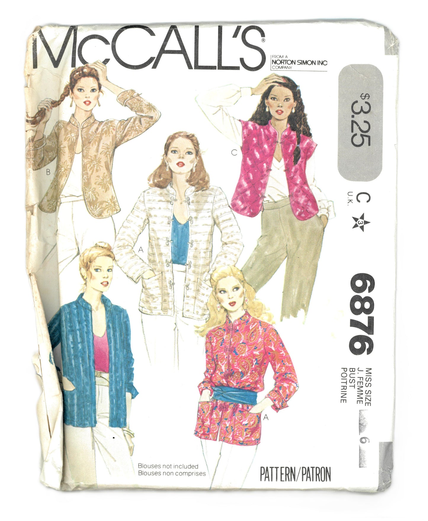 McCalls 6876 Misses Jackets Sewing Pattern - UNCUT - Size 6