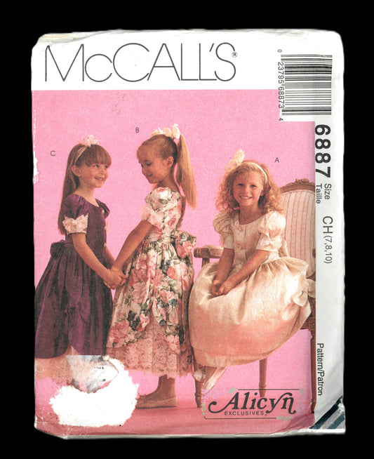 McCalls 6887 ALICYN Girls Dresses Sewing Pattern UNCUT Size 7 8 10