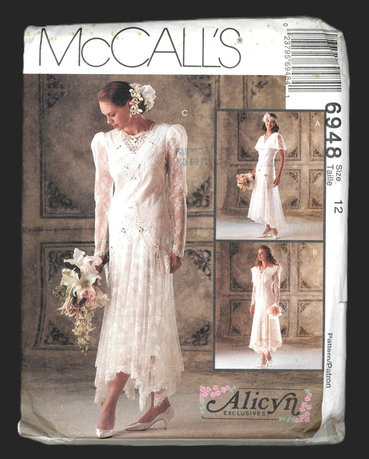 McCalls 6948 Alicyn Misses Bridal Gowns and Bridesmaids Dresses Sewing Pattern - UNCUT - Size 8 or  Size 12