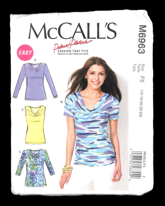 McCalls 6963 Palmer / pletsch Misses Tops Sewing Pattern - UNCUT - Size 16 18 20 22 24