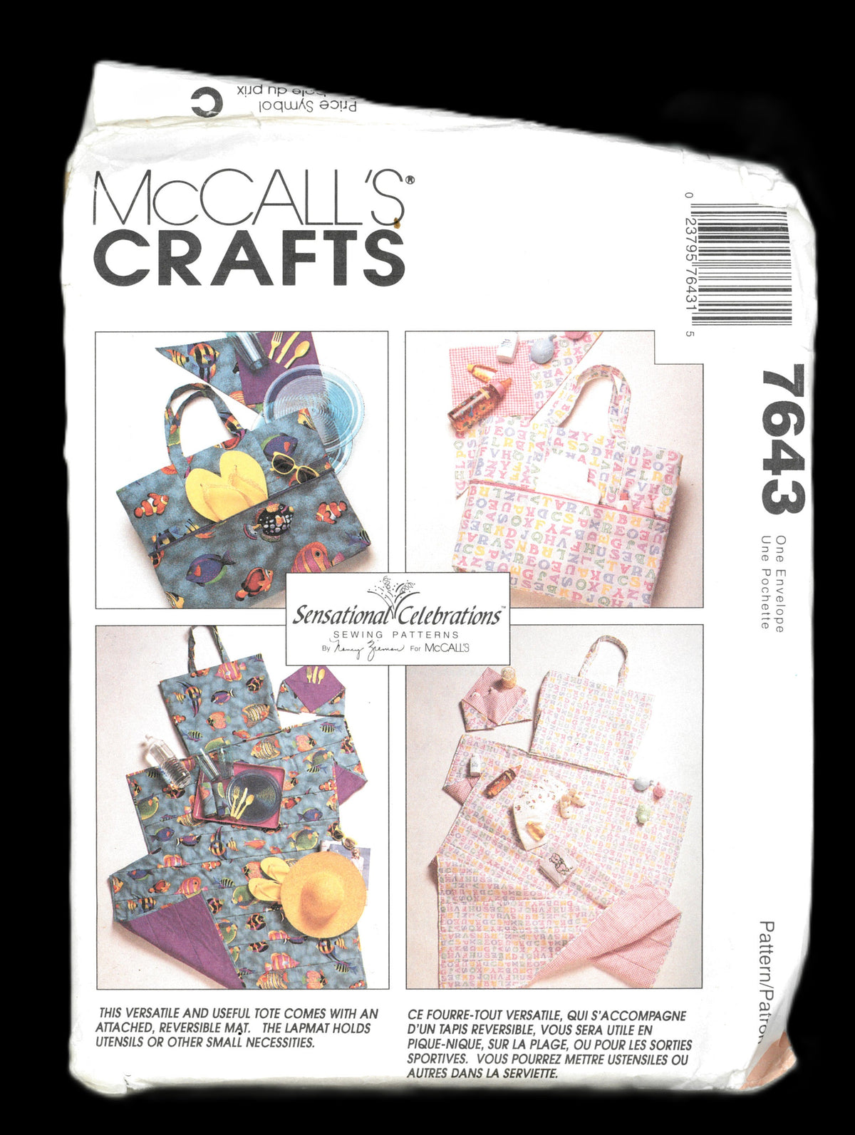 McCalls 705  Beach Tote Bags  Sewing Pattern UNCUT