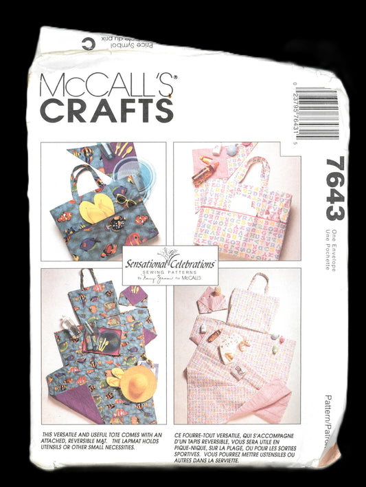McCalls 705  Beach Tote Bags  Sewing Pattern UNCUT