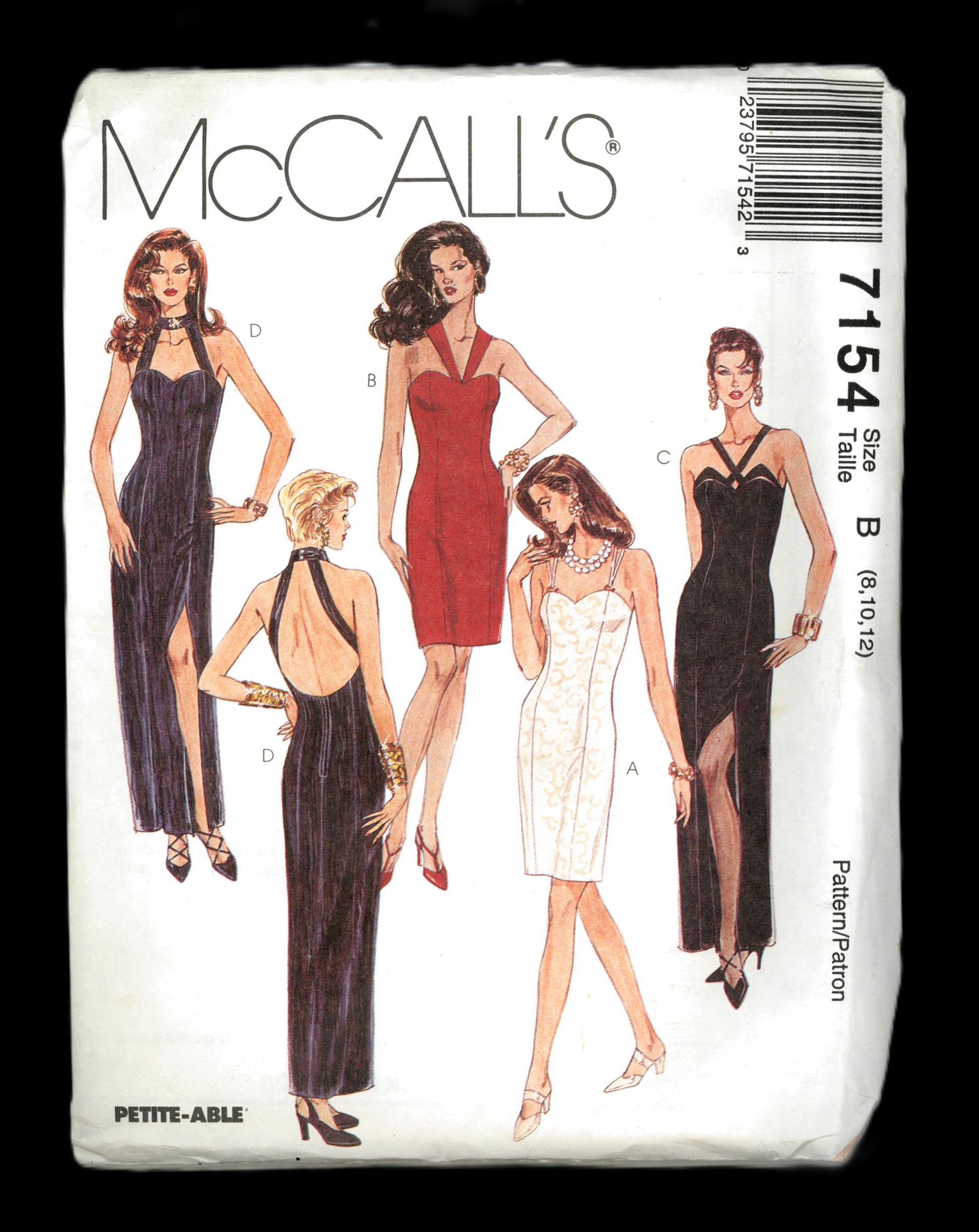 McCalls 7154 Misses Dress in Two Lengths Sewing Pattern - UNCUT - Size 8 10 12 COcktail Dress, Evening Length Dress