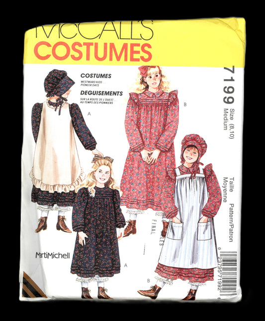 McCalls 7199 Girls Pioneer Costume Sewing Pattern - UNCUT - Size Medium ( 7,8)