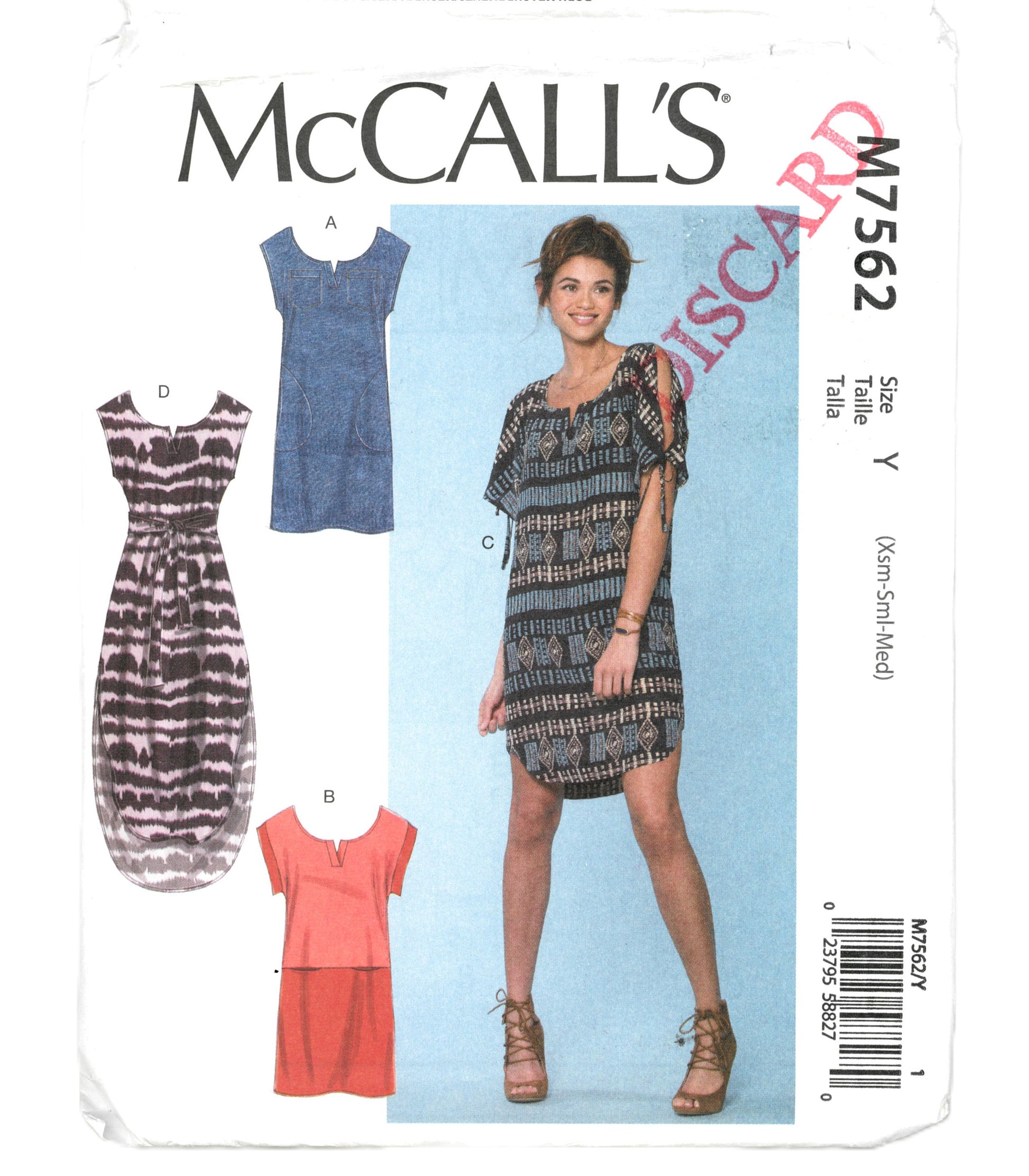 McCalls 7562 Misses Dress and Belt Sewing Pattern - UNCUT  Size Xsm Sml Med 